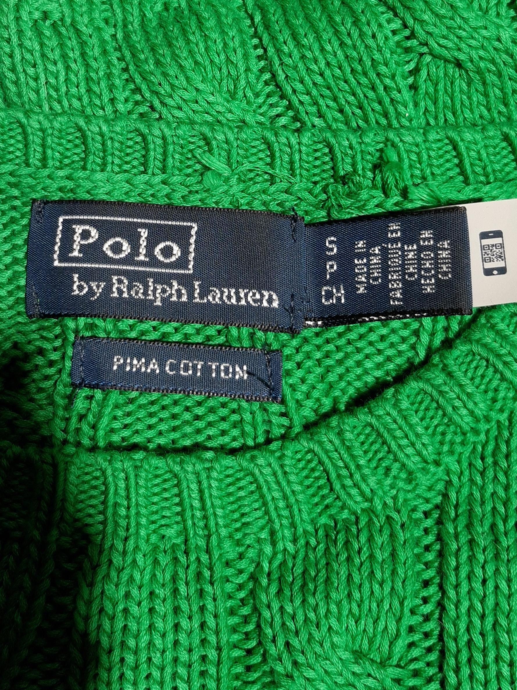 Ralph Lauren Men's Jumper S Green 100% Cotton Crew Neck Pullover - Image 5