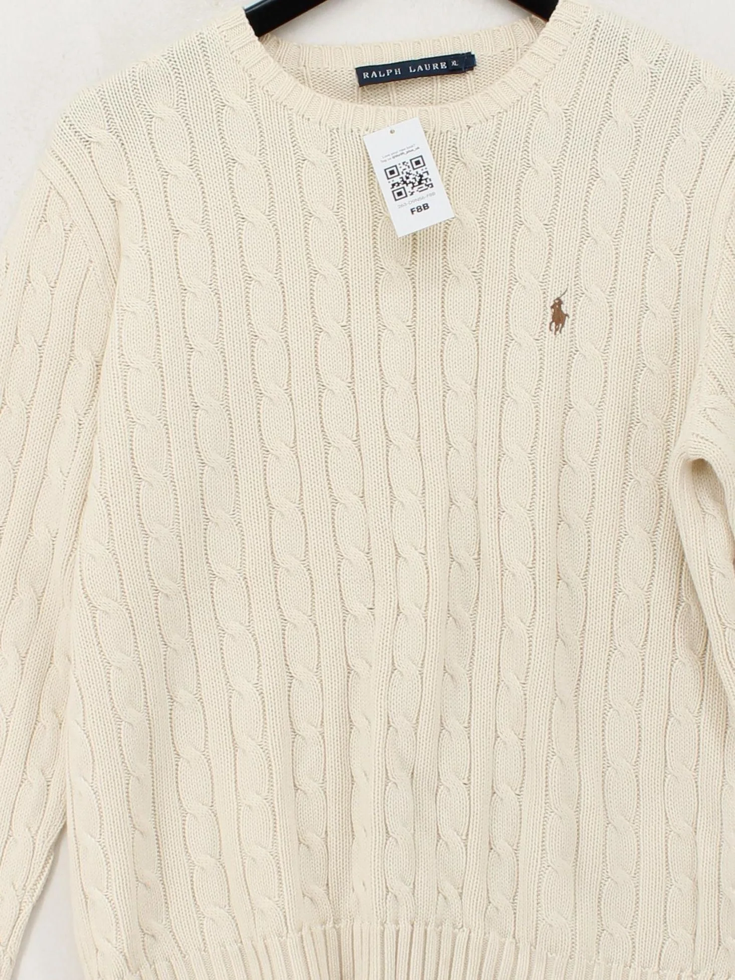 Ralph Lauren Men's Jumper XL Cream 100% Cotton Round Neck Pullover - Image 3