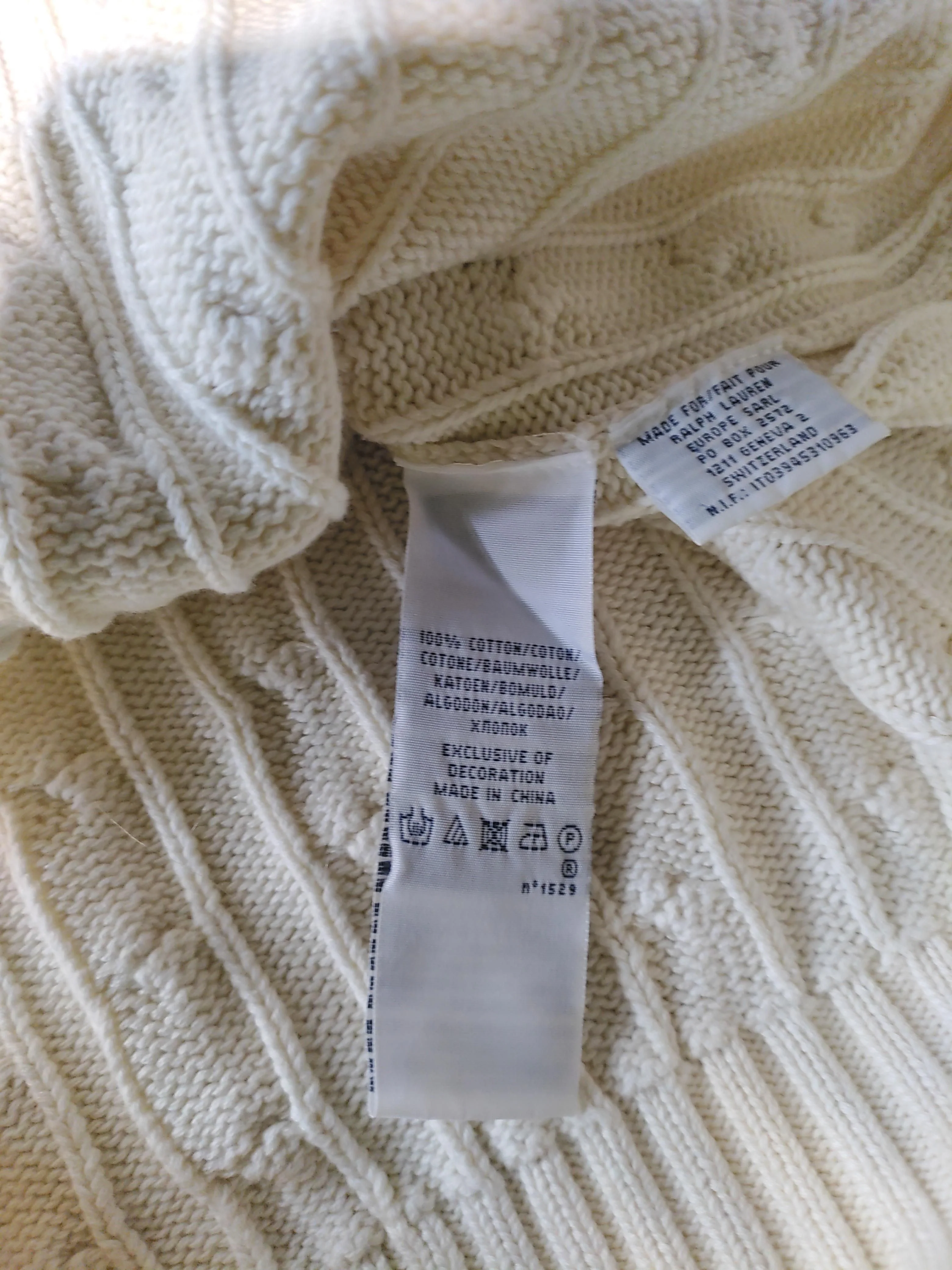 Ralph Lauren Men's Jumper XL Cream 100% Cotton Round Neck Pullover - Image 6