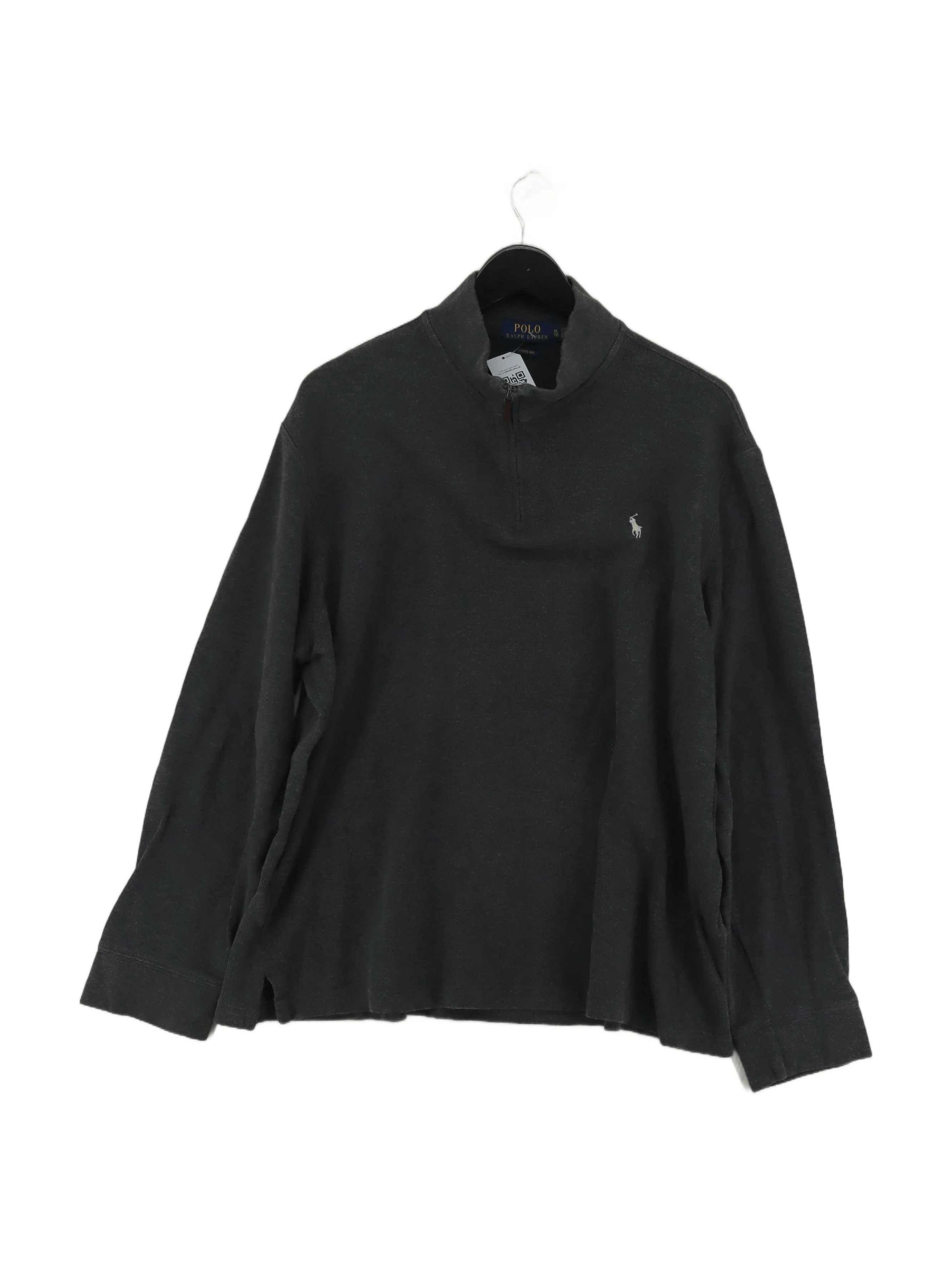 Ralph Lauren Men's Jumper XL Grey 100% Cotton Mock Neck Pullover