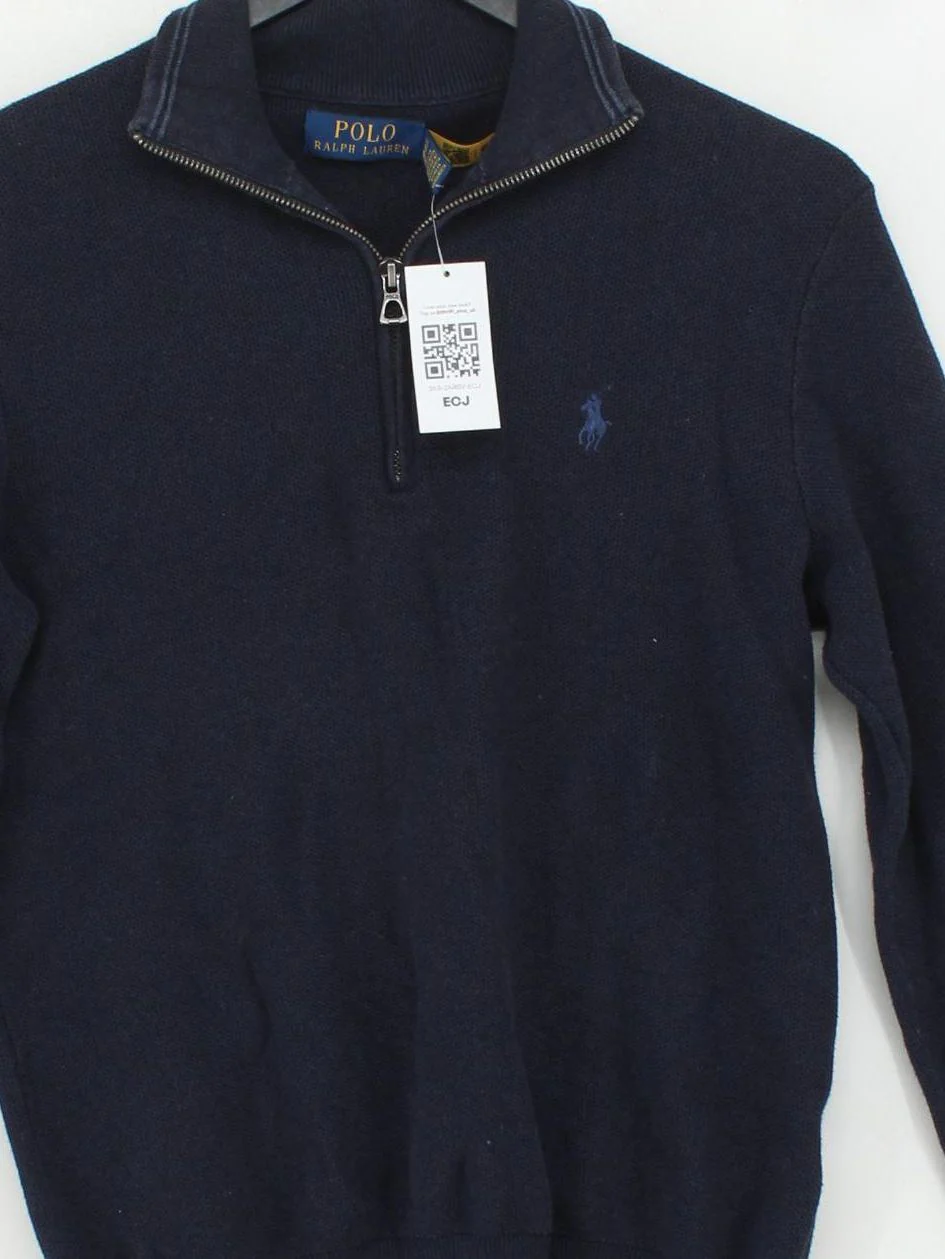 Ralph Lauren Men's Jumper XS Blue 100% Cotton Mock Neck Pullover - Image 3