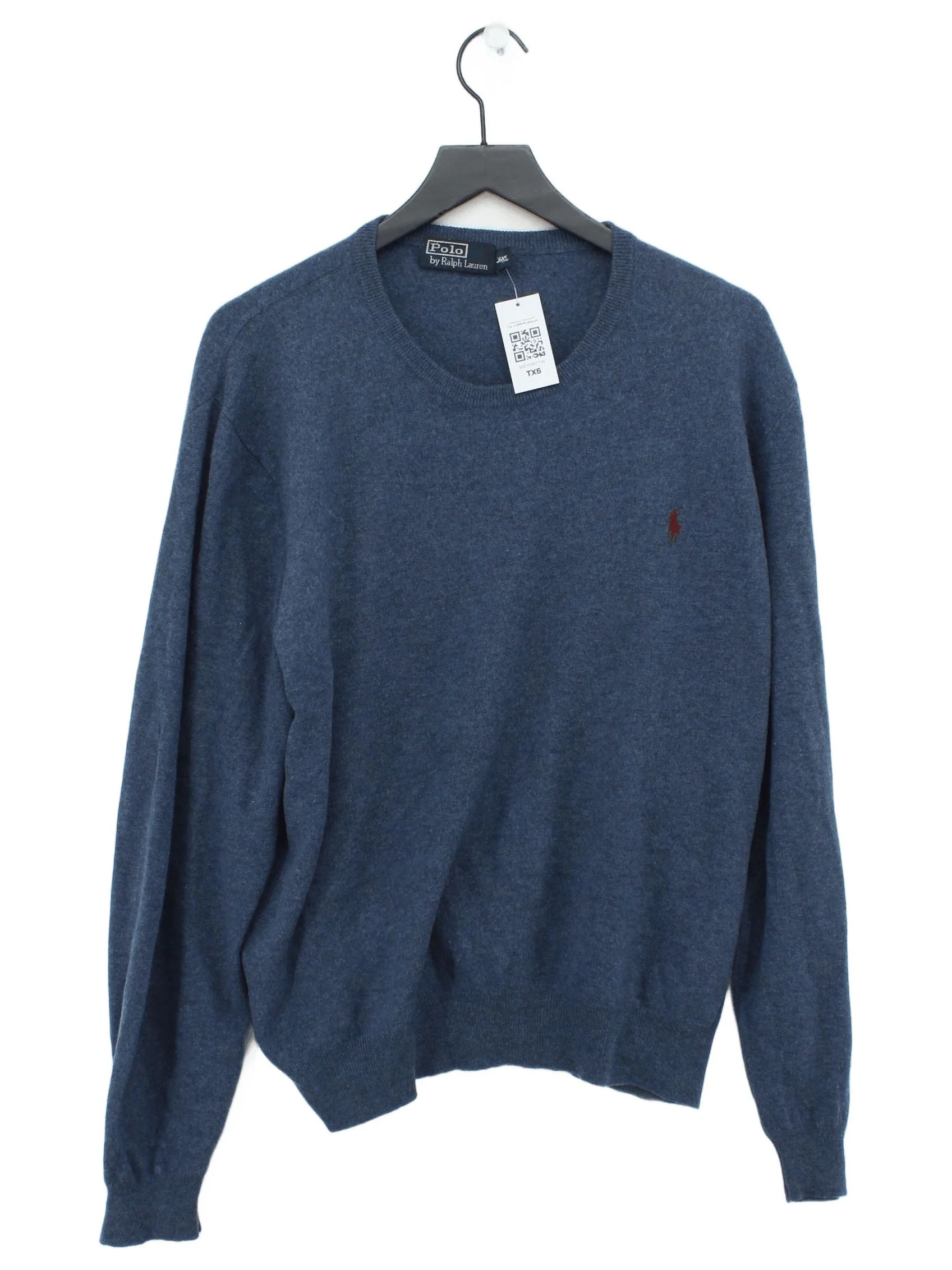 Ralph Lauren Men's Jumper XXL Blue 100% Wool Crew Neck Pullover