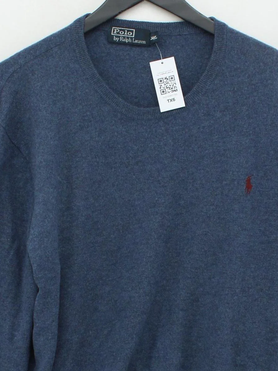 Ralph Lauren Men's Jumper XXL Blue 100% Wool Crew Neck Pullover - Image 3