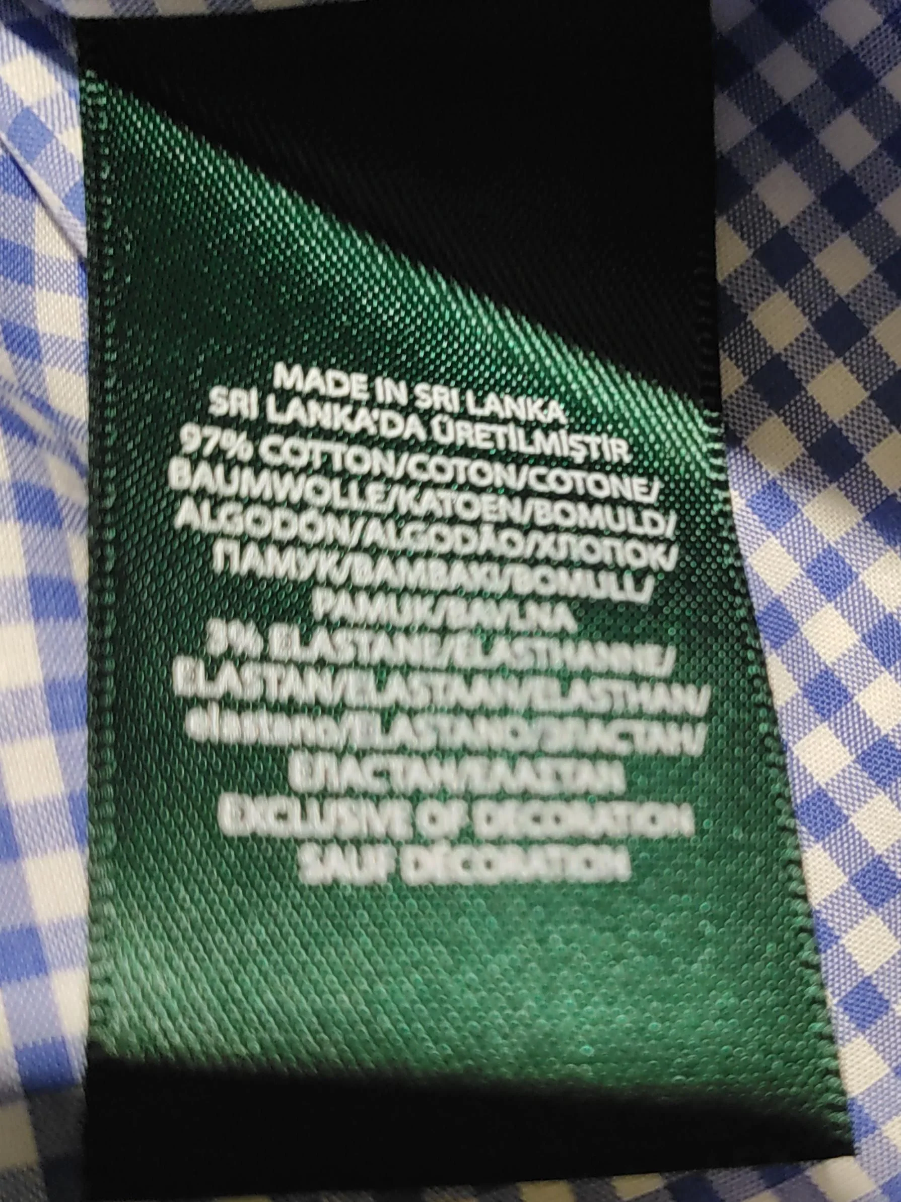 Ralph Lauren Men's Shirt Collar: 16 in Blue Checkered Cotton with Elastane Basic - Image 6
