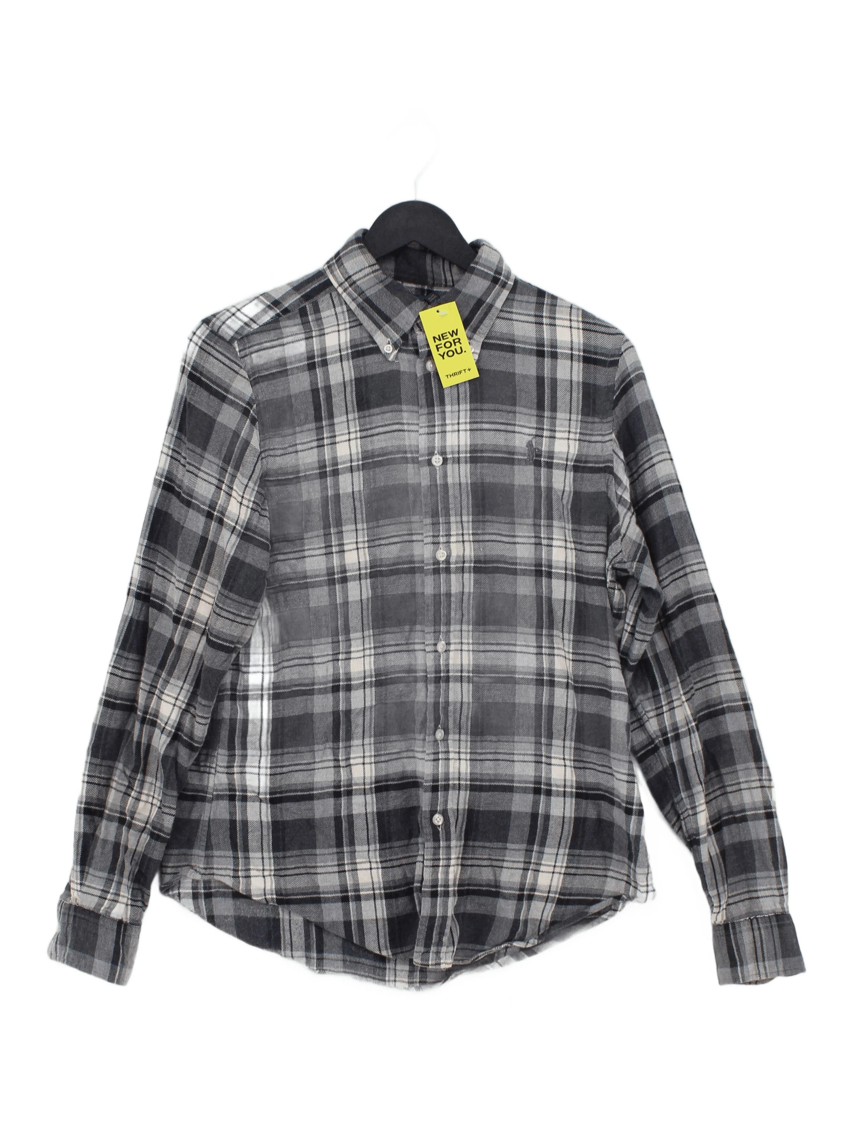 Ralph Lauren Men's Shirt M Grey Checkered 100% Cotton Basic