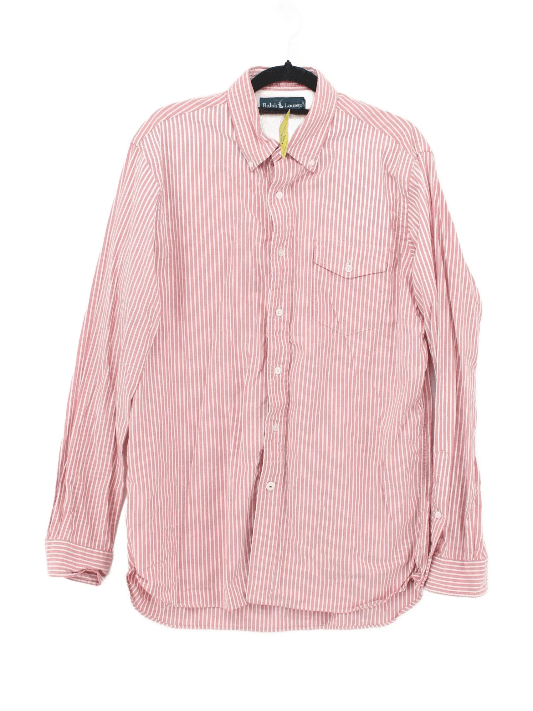 Ralph Lauren Men's Shirt M Red Striped 100% Cotton Basic
