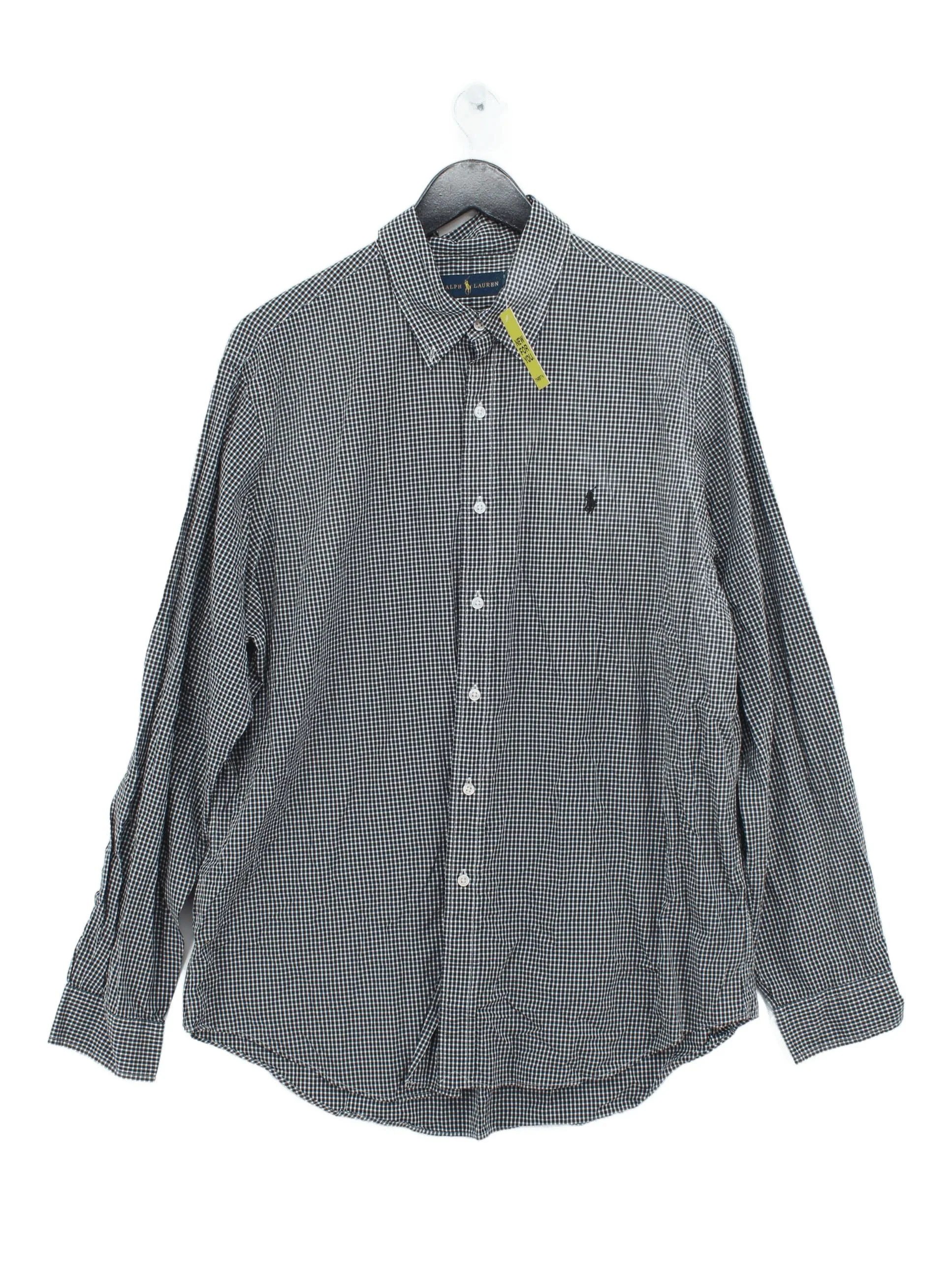 Ralph Lauren Men's Shirt XL Black Checkered 100% Cotton Basic