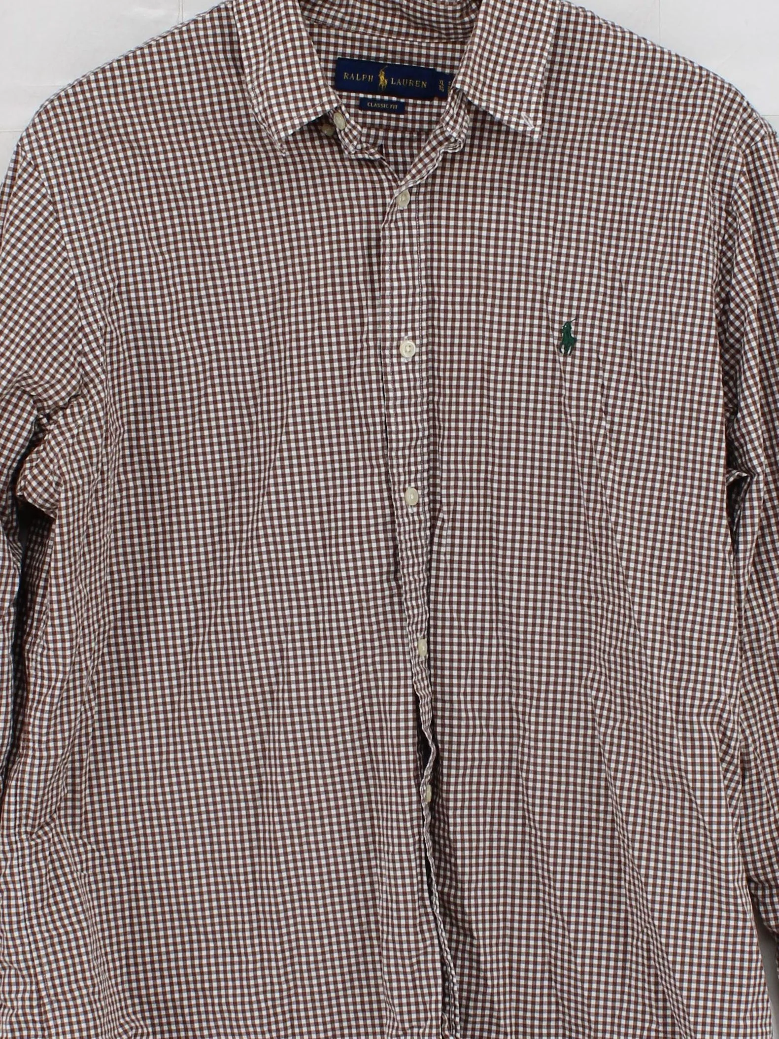 Ralph Lauren Men's Shirt XL Brown Checkered 100% Cotton Basic - Image 3