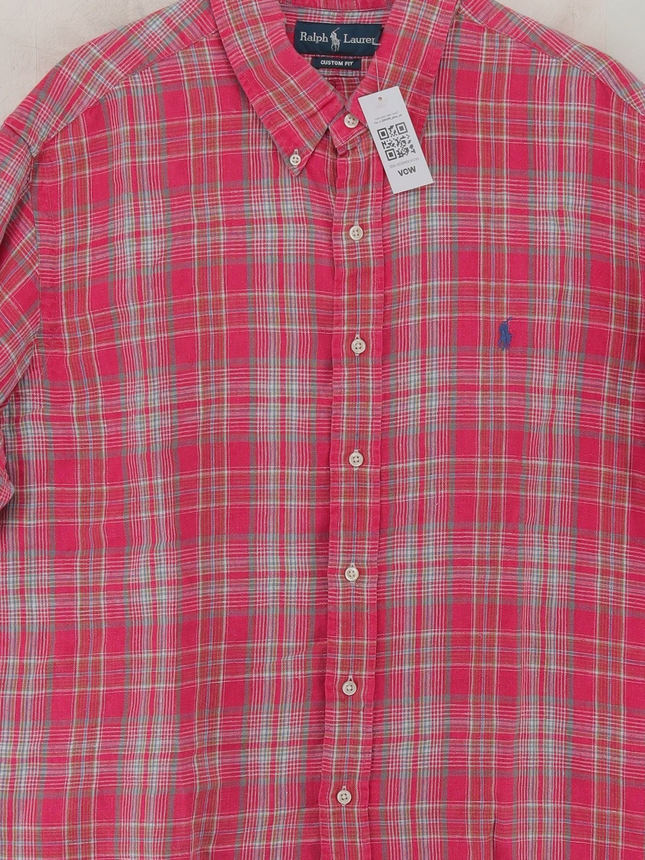Ralph Lauren Men's Shirt XXL Red Checkered 100% Linen Basic - Image 3