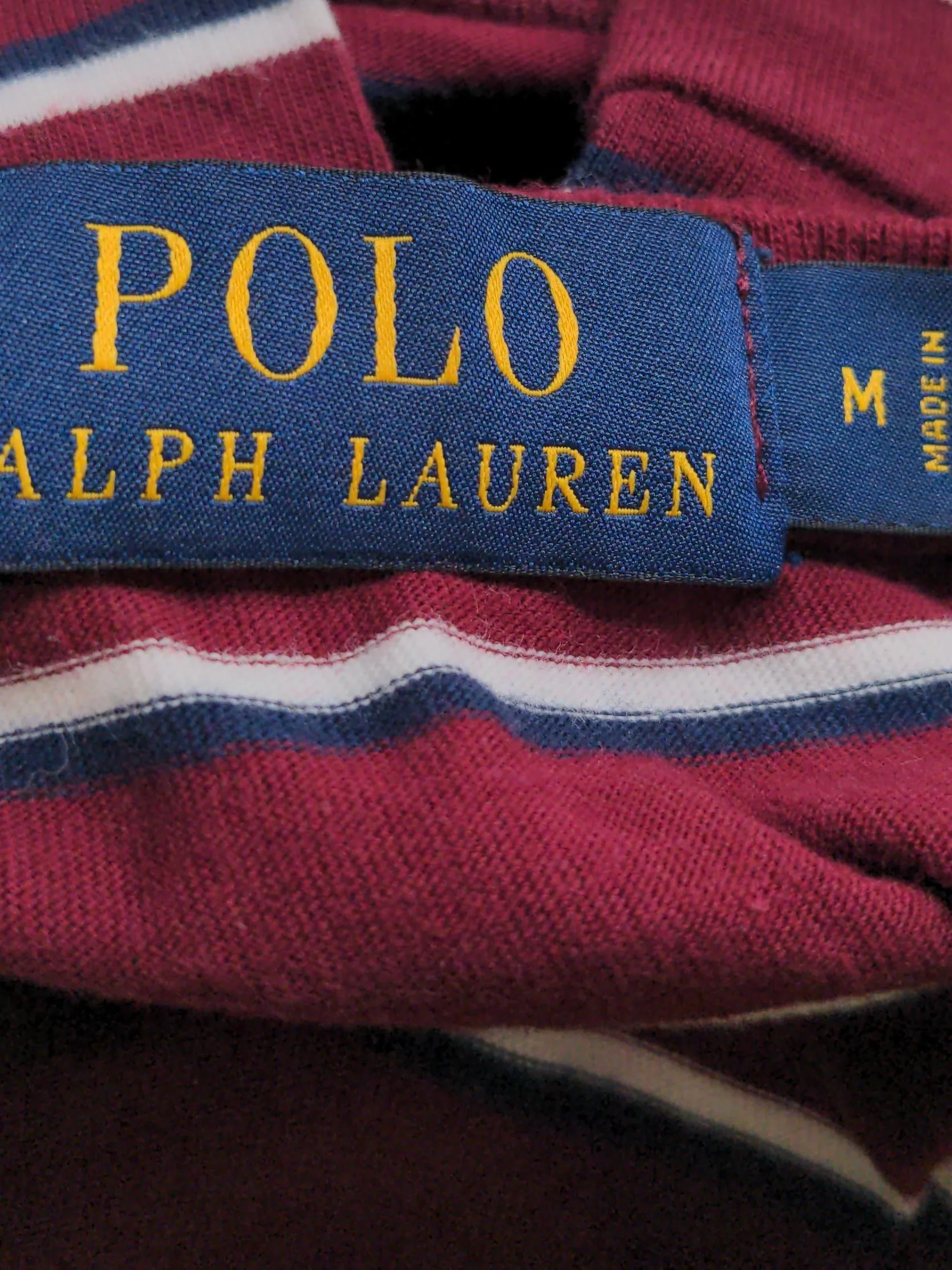 Ralph Lauren Men's T-Shirt M Red Striped 100% Cotton Basic - Image 5