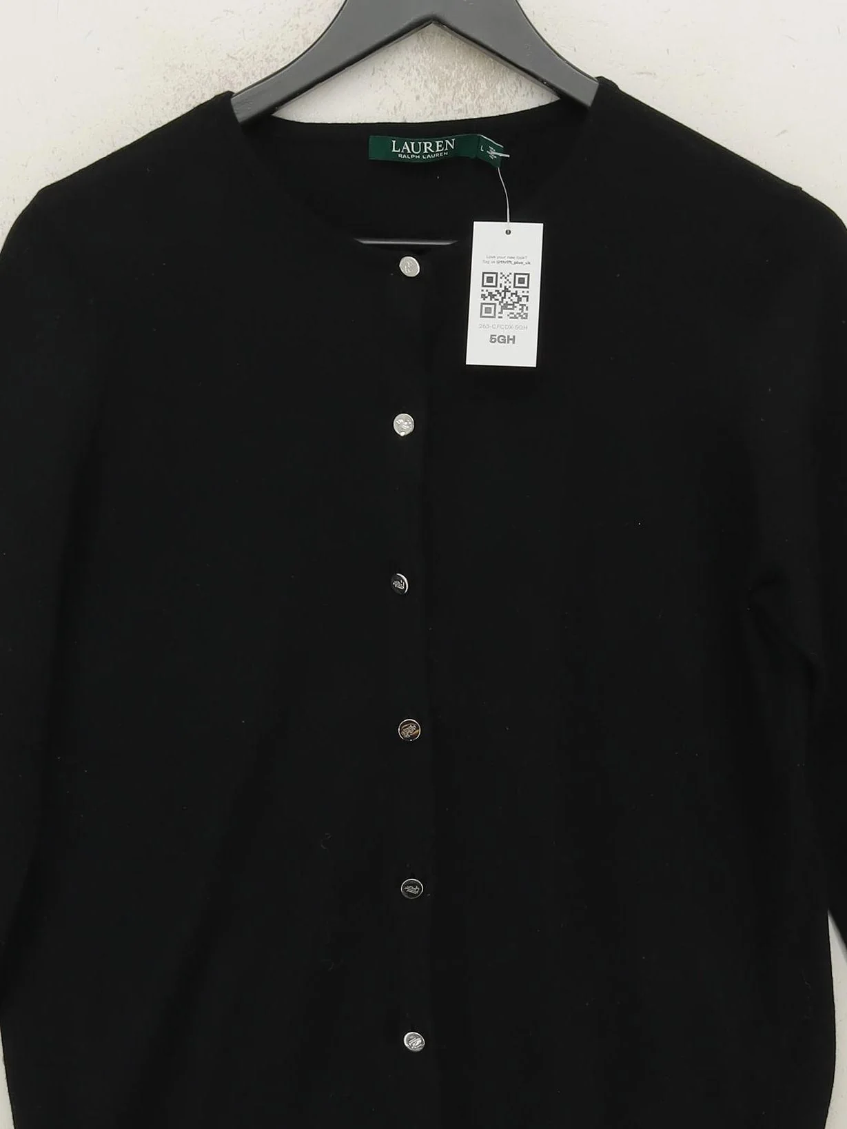Ralph Lauren Women's Cardigan L Black 100% Cotton Round Neck Cardigan - Image 3