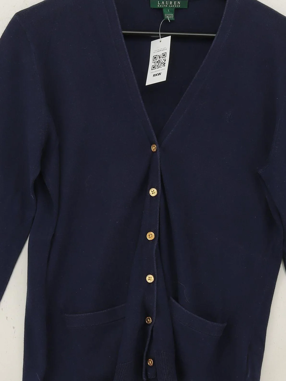 Ralph Lauren Women's Cardigan L Blue 100% Cotton V-Neck Cardigan - Image 3