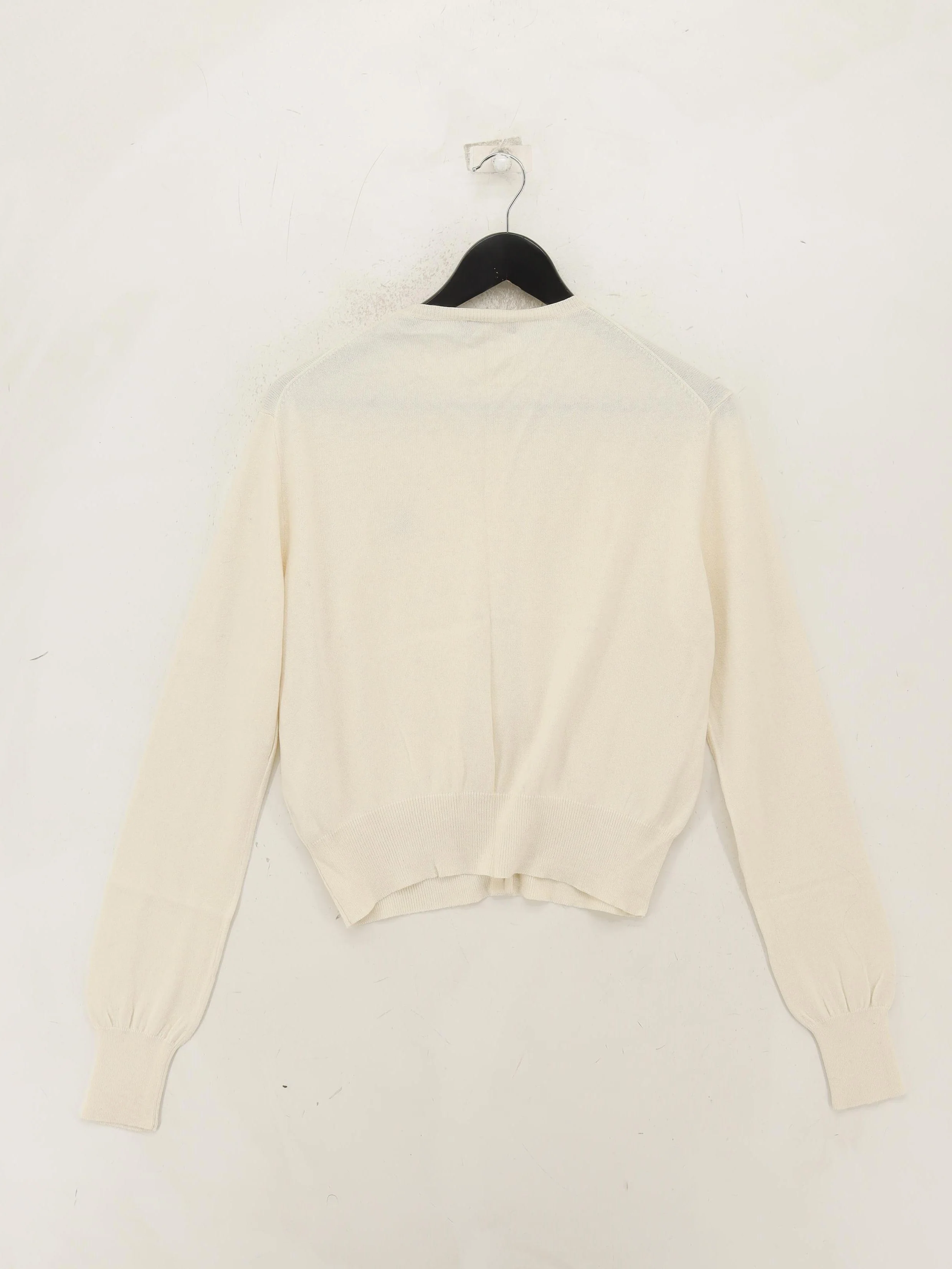Ralph Lauren Women's Cardigan L Cream Cotton with Wool Round Neck Cardigan - Image 2