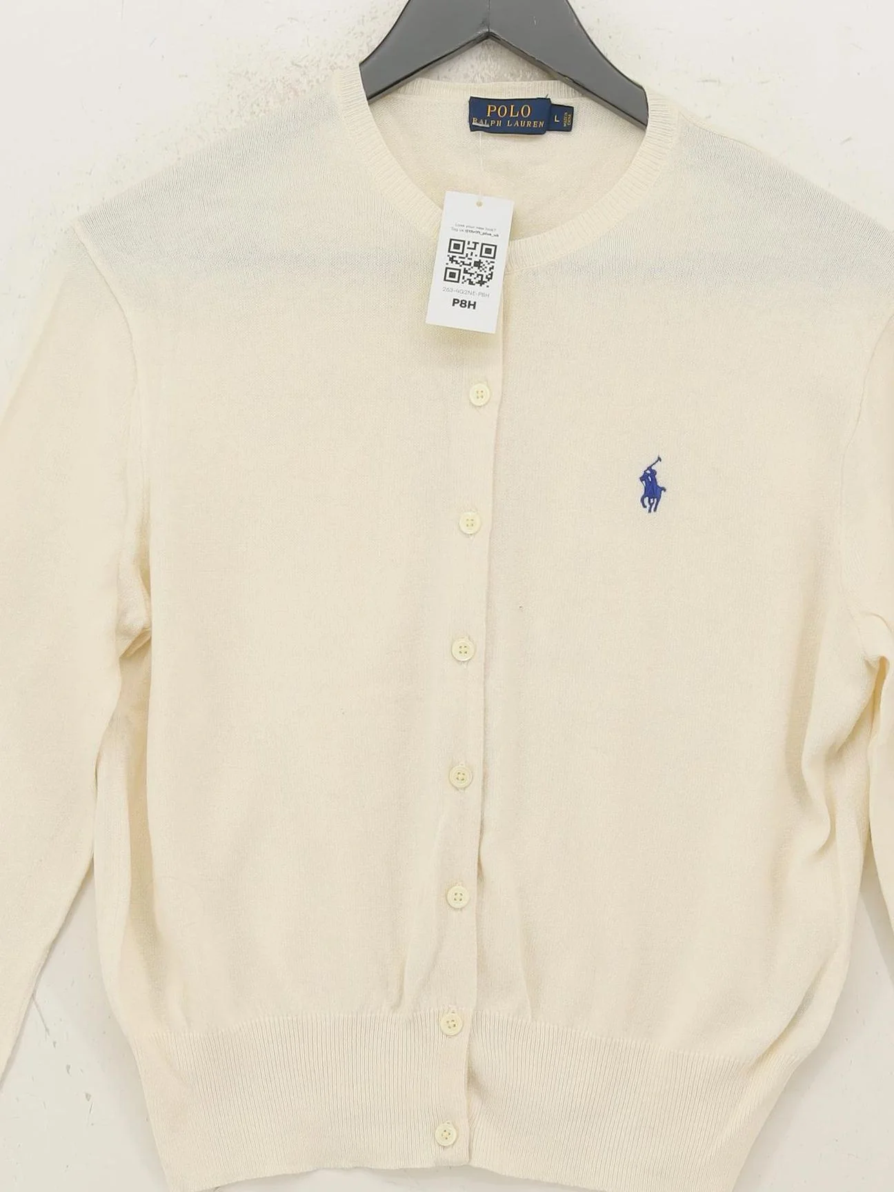Ralph Lauren Women's Cardigan L Cream Cotton with Wool Round Neck Cardigan - Image 3