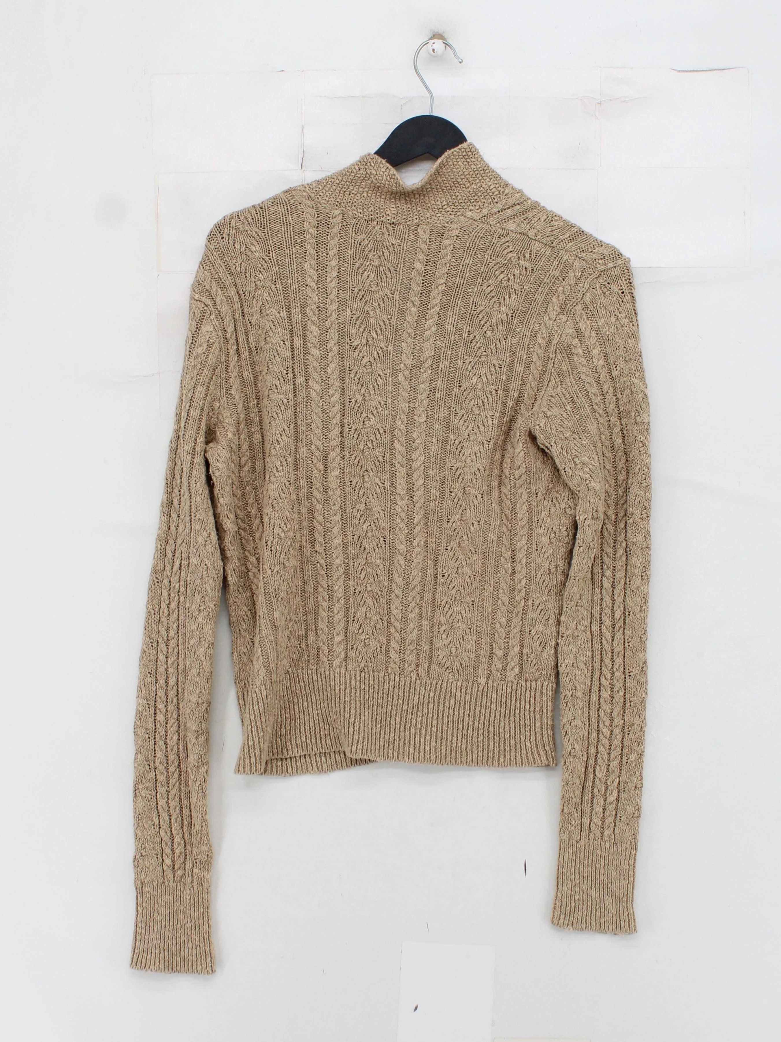Ralph Lauren Women's Cardigan L Tan Linen with Cotton High Neck Cardigan - Image 2