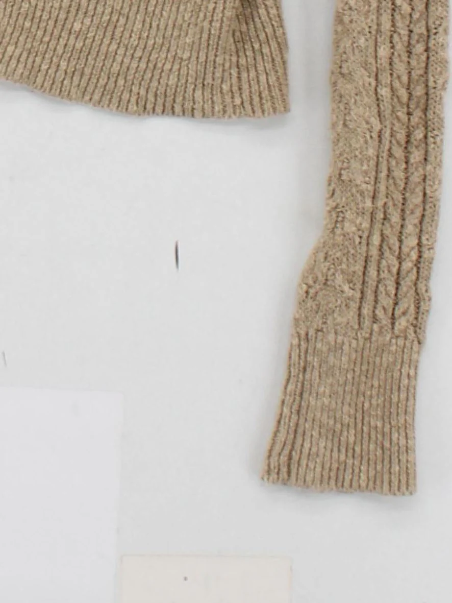 Ralph Lauren Women's Cardigan L Tan Linen with Cotton High Neck Cardigan - Image 4