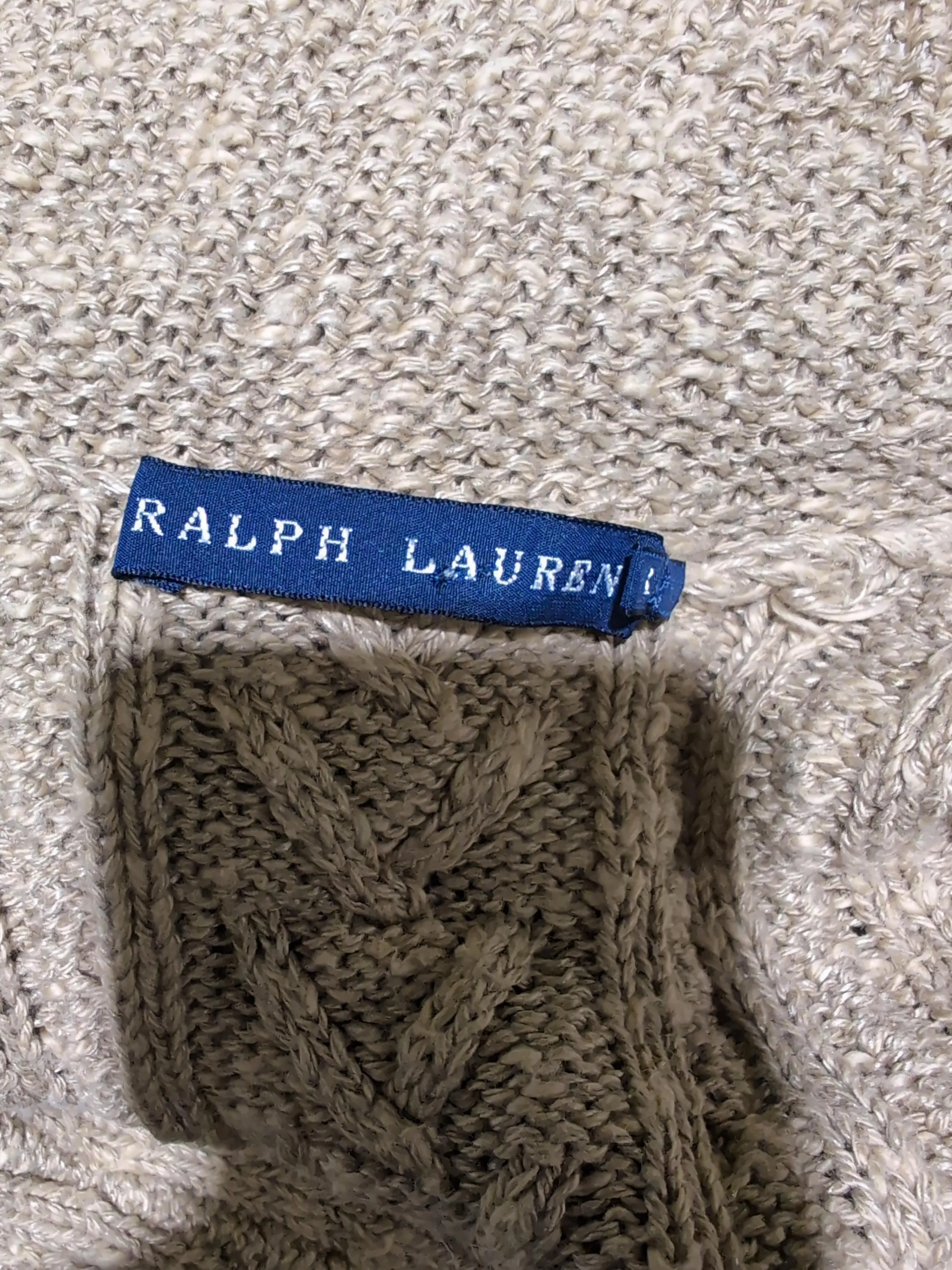 Ralph Lauren Women's Cardigan L Tan Linen with Cotton High Neck Cardigan - Image 5
