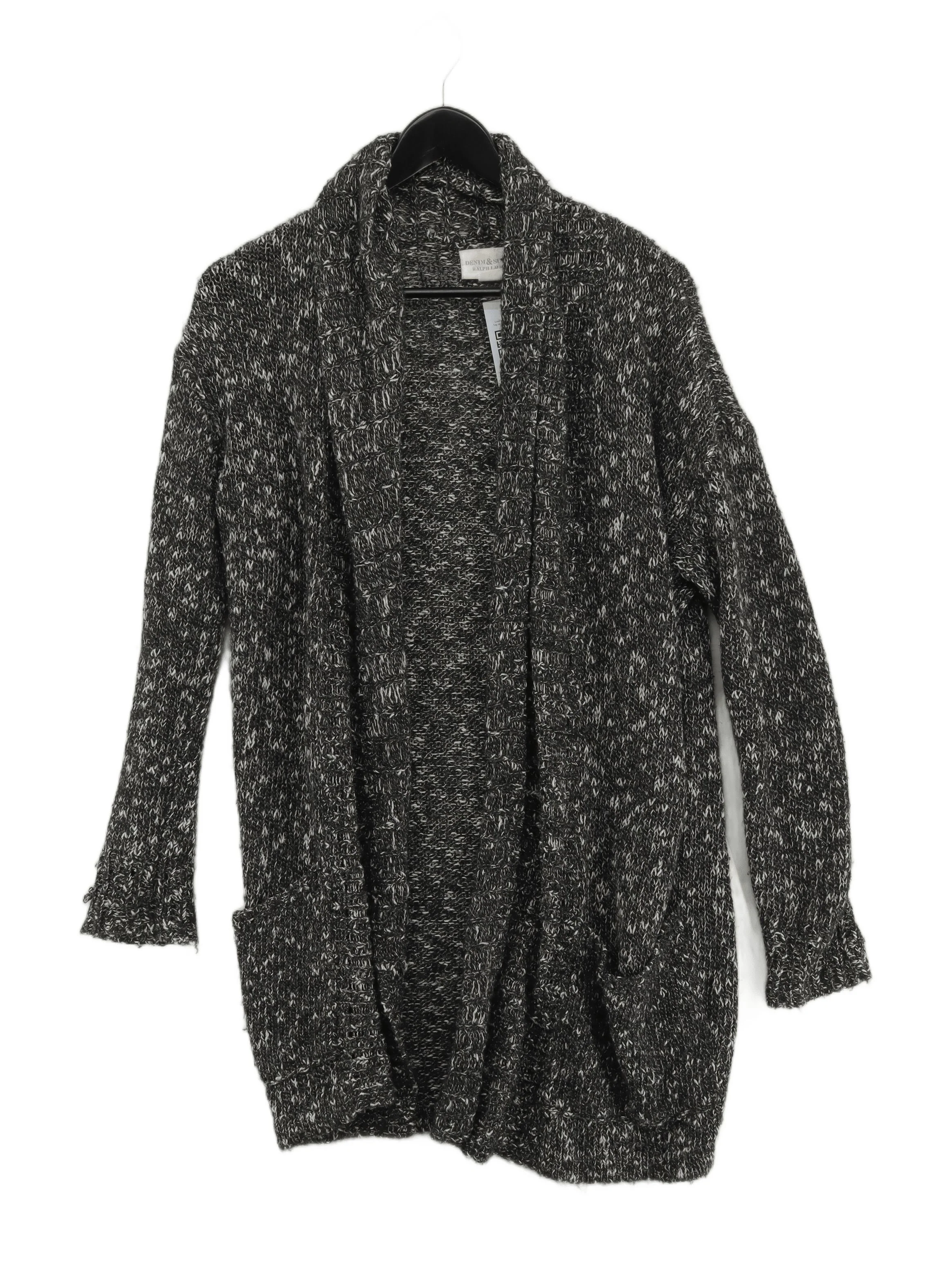 Ralph Lauren Women's Cardigan S Grey Cotton with Acrylic V-Neck Cardigan