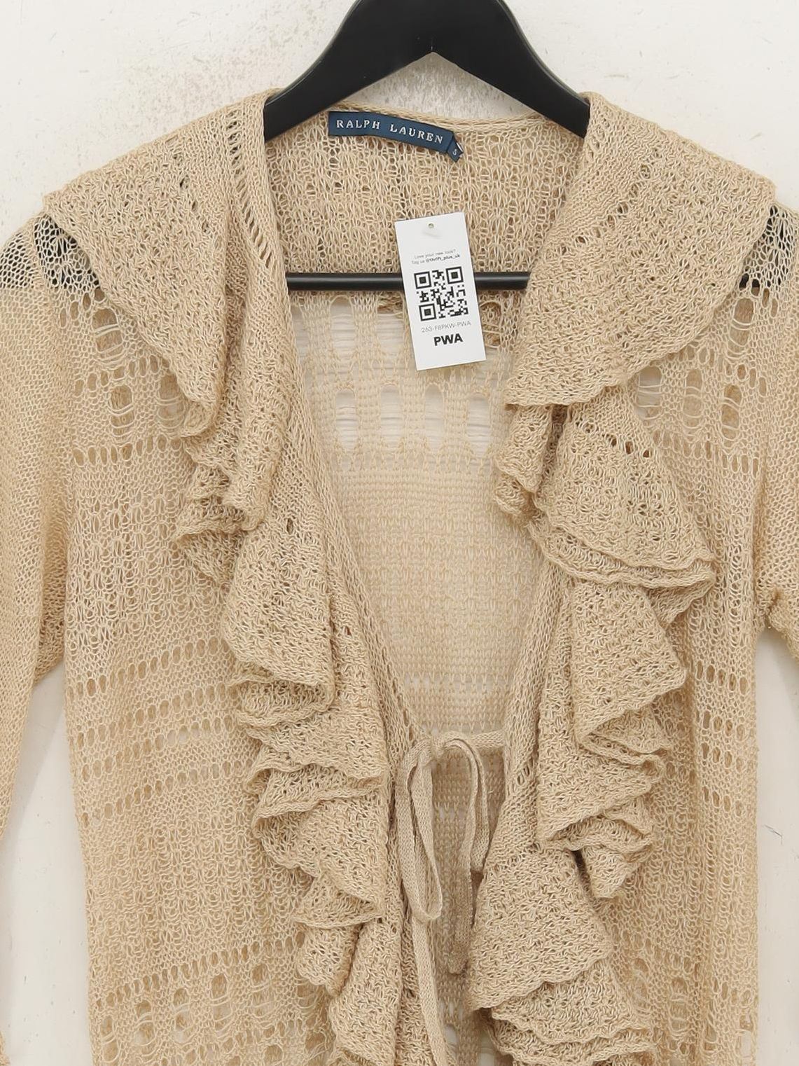 Ralph Lauren Women's Cardigan S Tan 100% Linen Collared Cardigan - Image 3