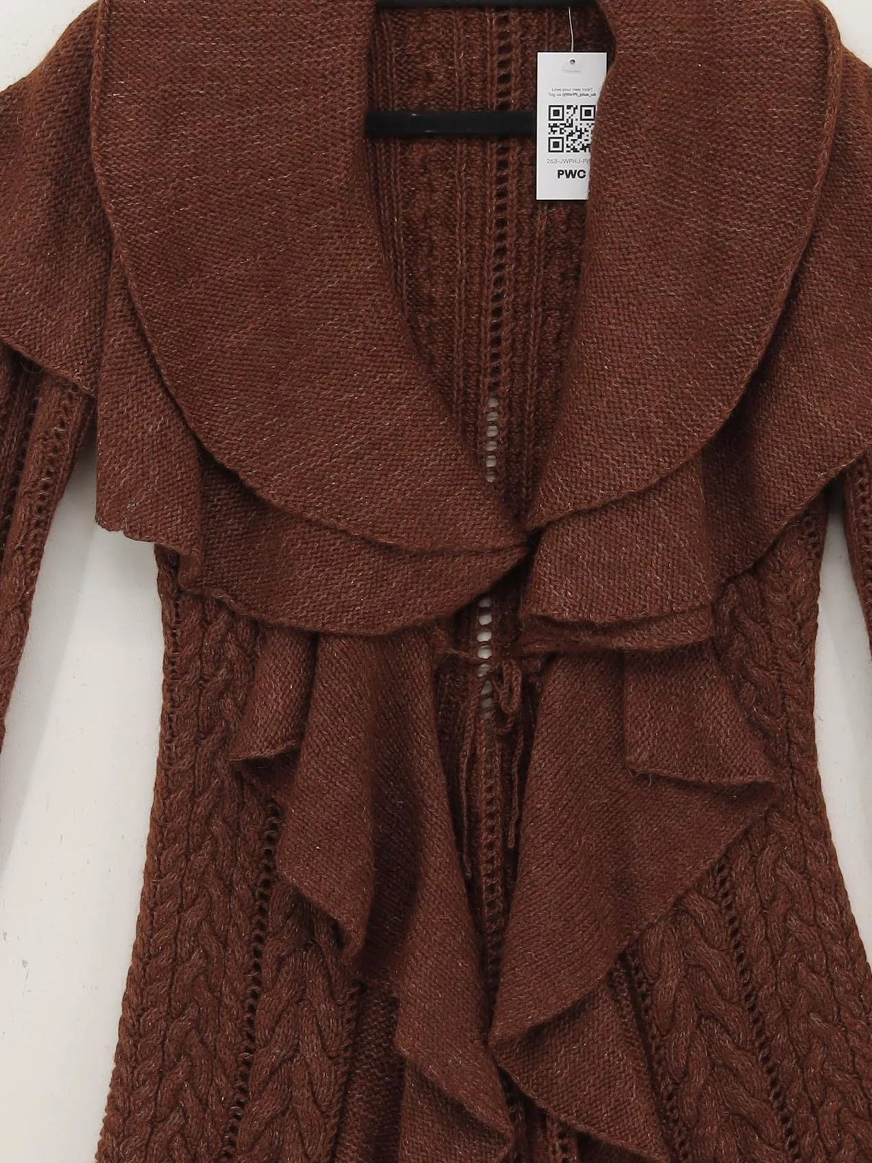Ralph Lauren Women's Cardigan XS Brown Wool with Nylon, Silk Collared Cardigan - Image 3
