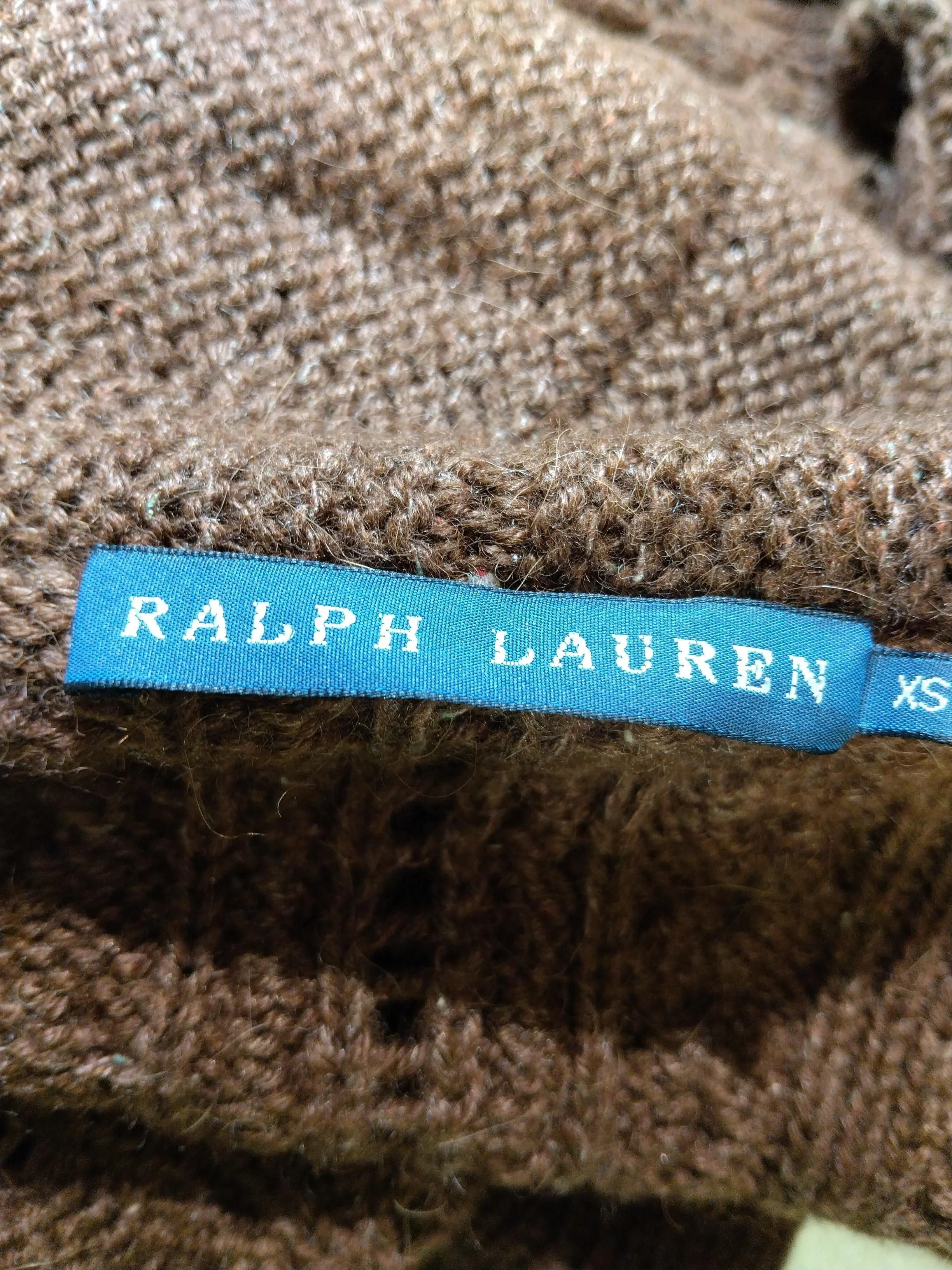 Ralph Lauren Women's Cardigan XS Brown Wool with Nylon, Silk Collared Cardigan - Image 5