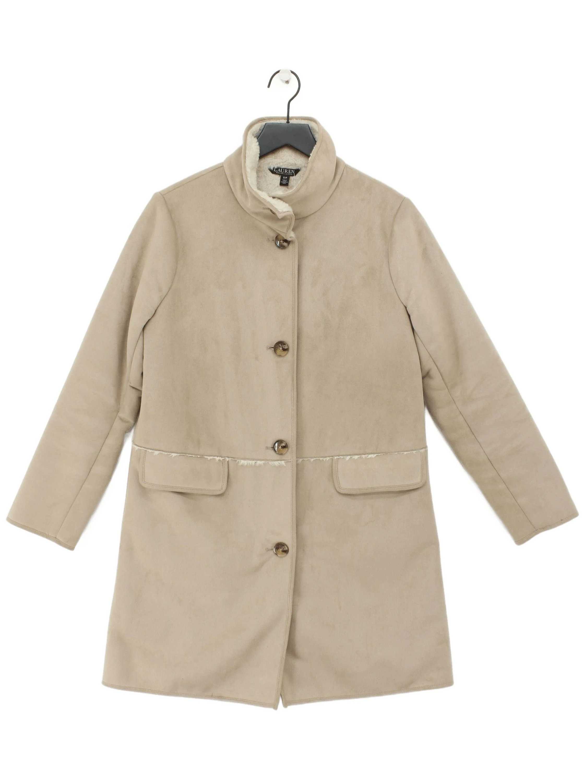 Ralph Lauren Women's Coat S Cream 100% Polyester Overcoat