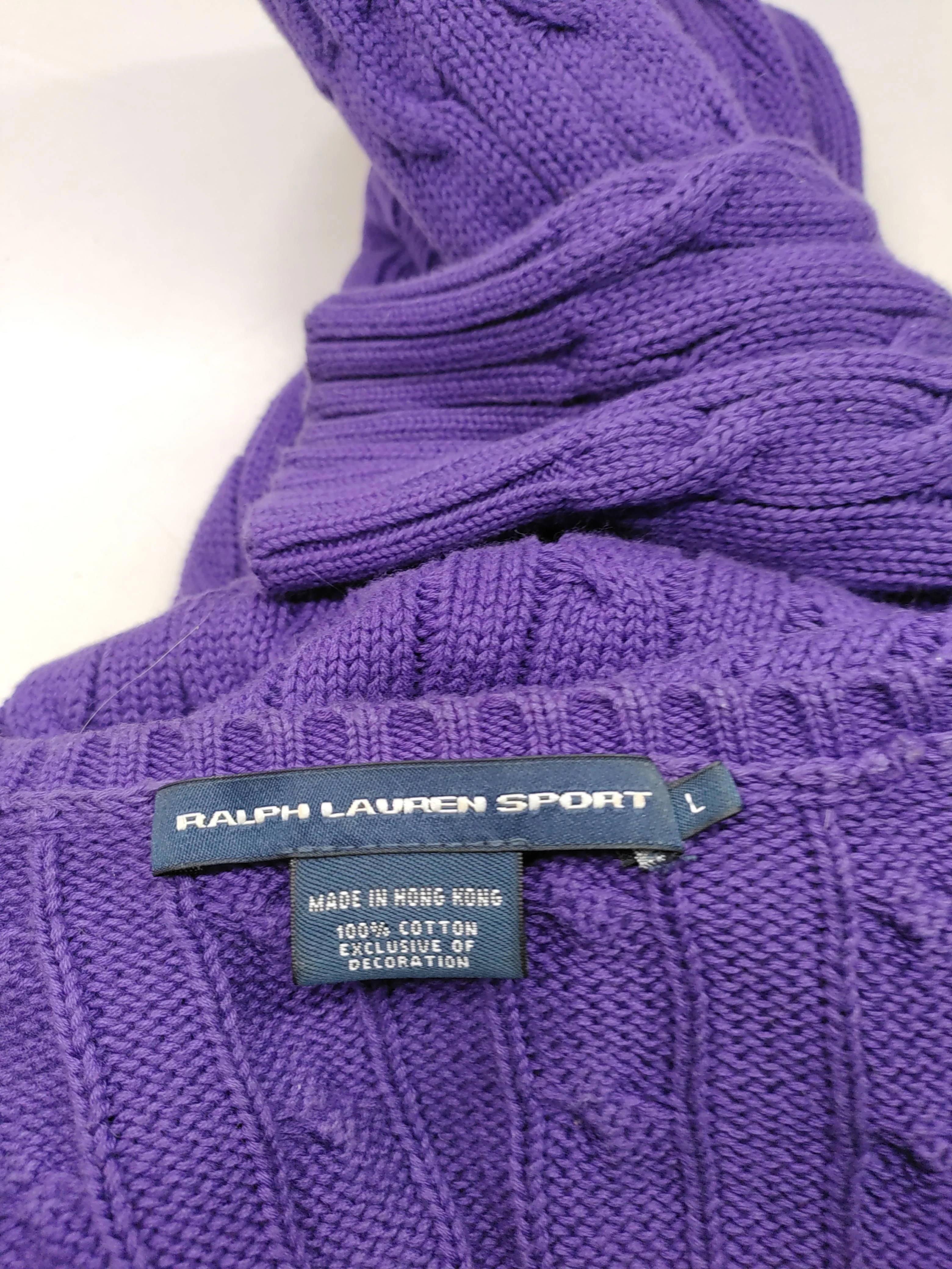 Ralph Lauren Women's Jumper L Purple 100% Cotton V-Neck Pullover - Image 5