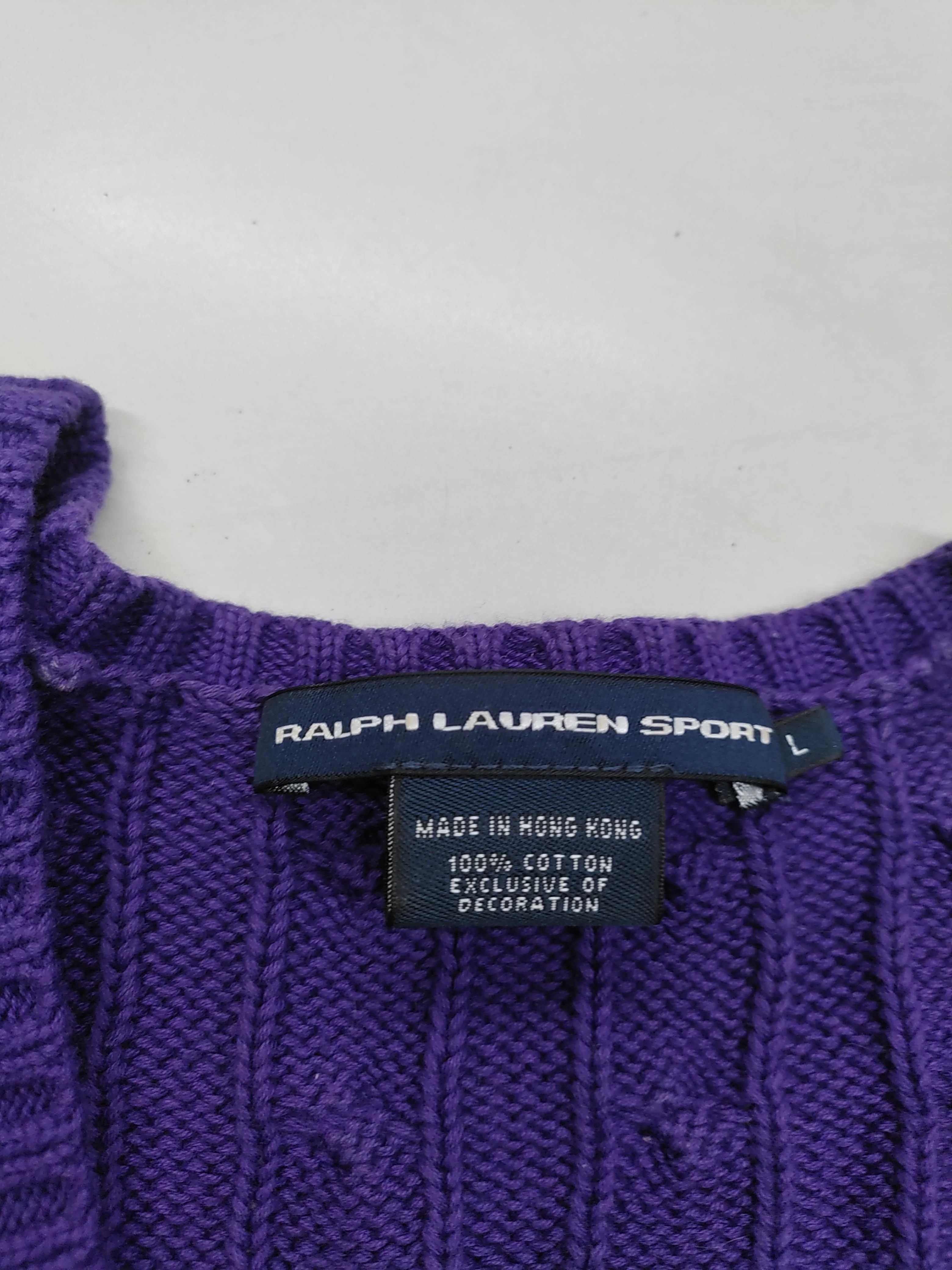 Ralph Lauren Women's Jumper L Purple 100% Cotton V-Neck Pullover - Image 6