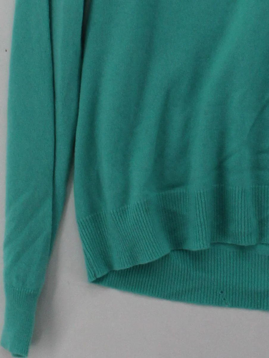 Ralph Lauren Women's Jumper M Green 100% Cashmere V-Neck Pullover - Image 4