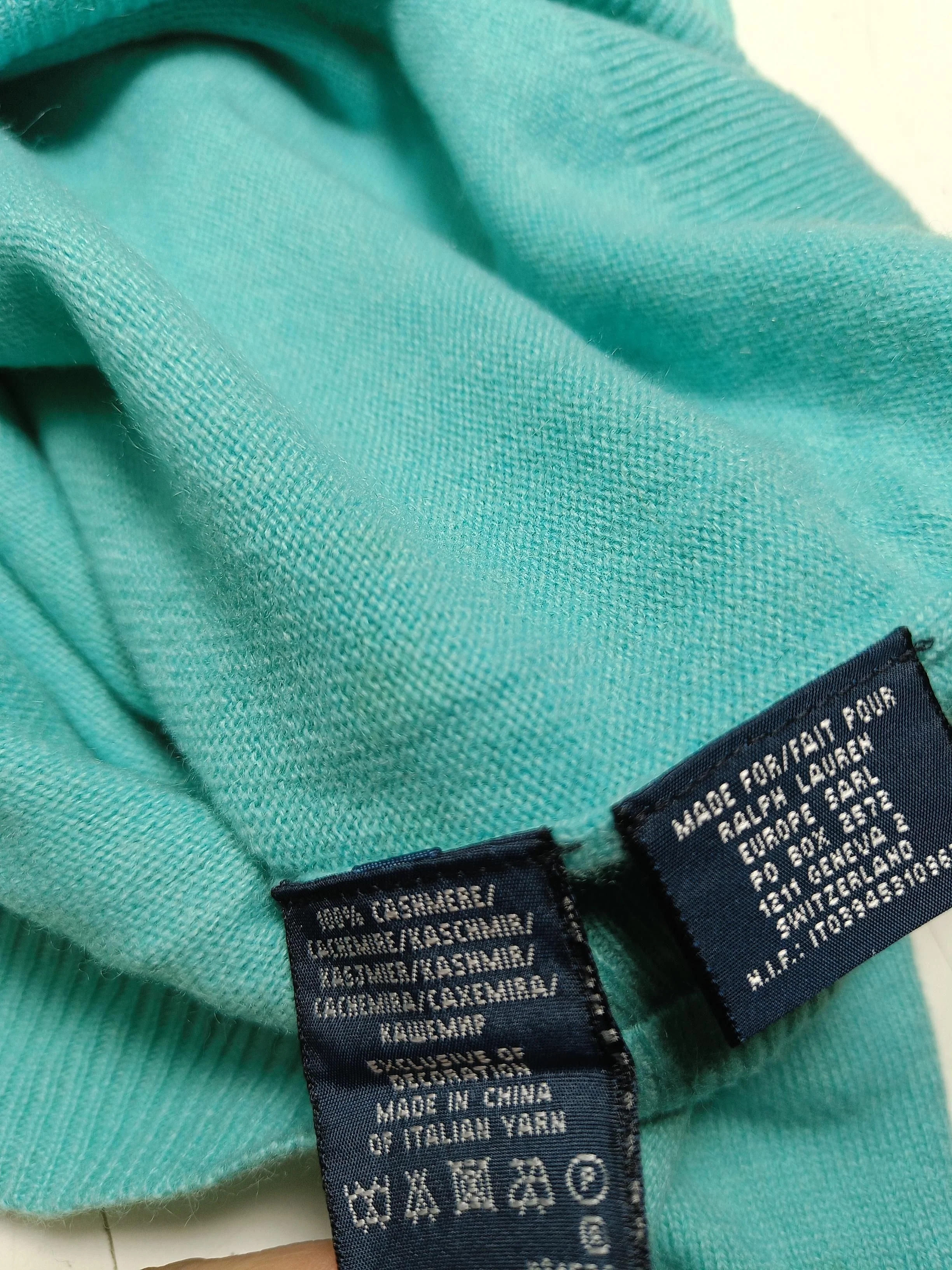 Ralph Lauren Women's Jumper M Green 100% Cashmere V-Neck Pullover - Image 6
