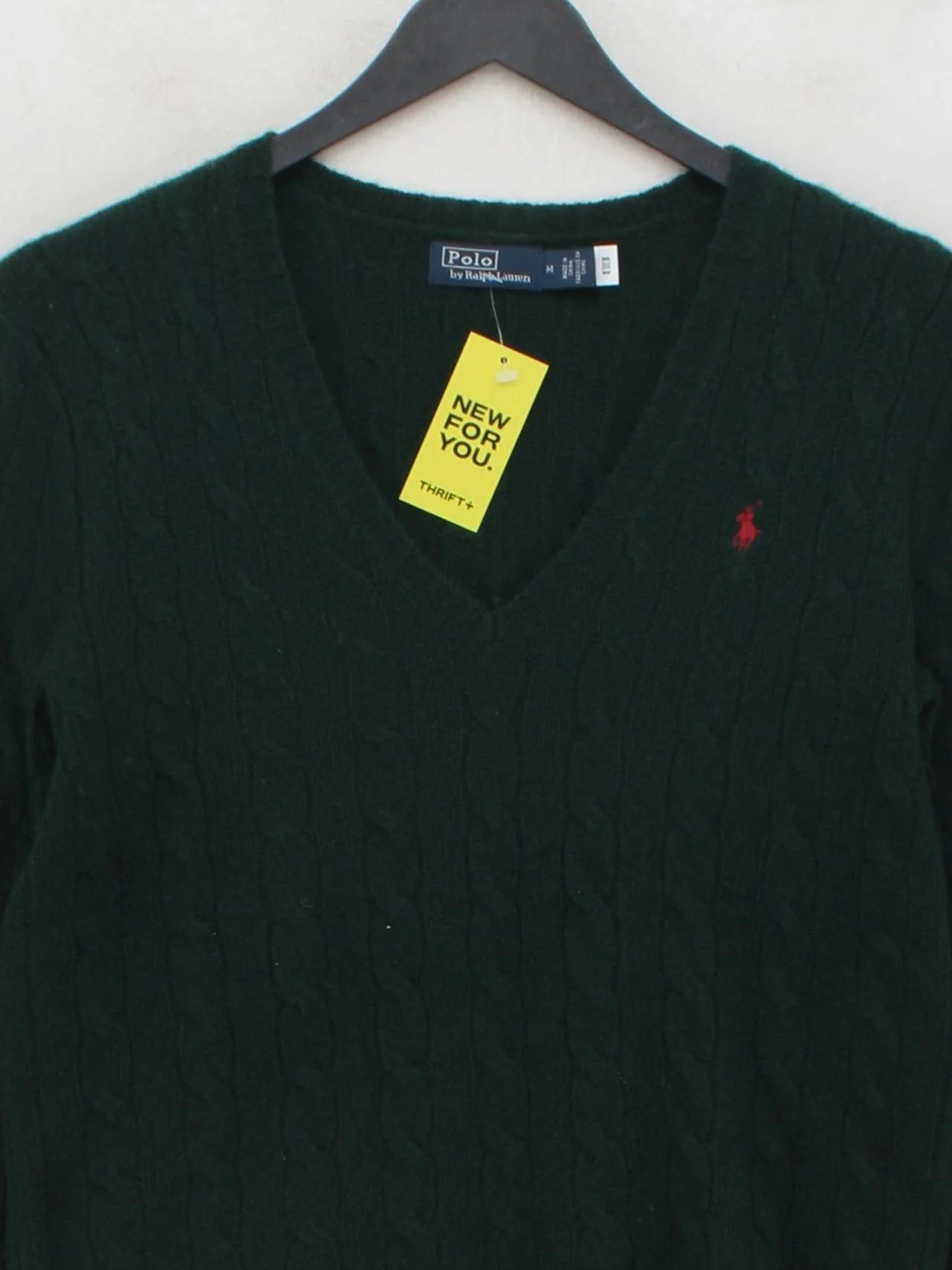 Ralph Lauren Women's Jumper M Green Wool with Cashmere V-Neck Pullover - Image 3