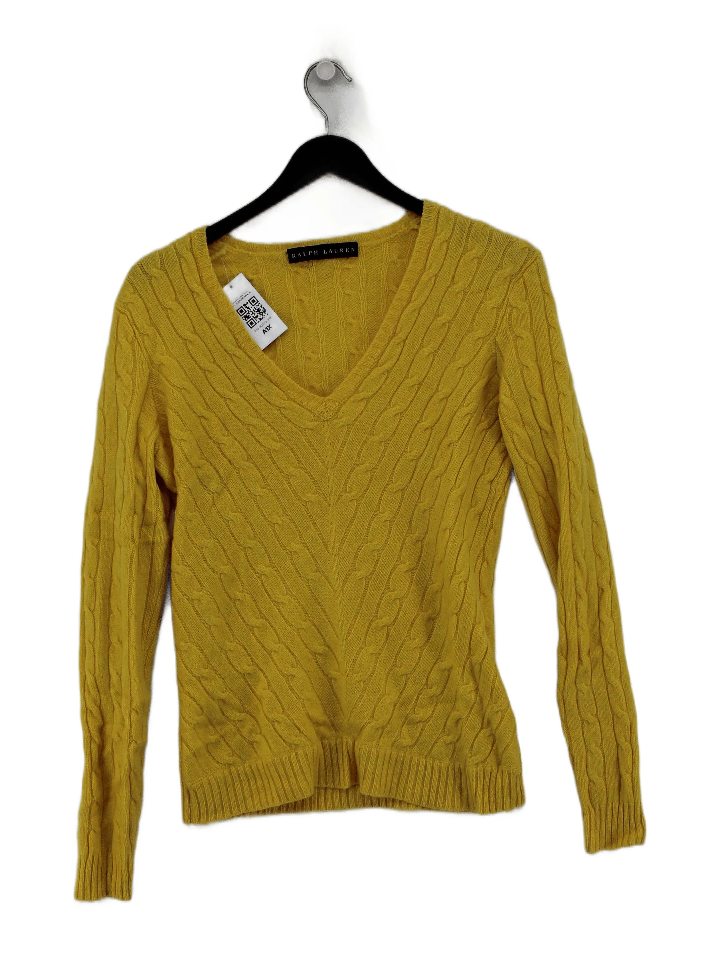 Ralph Lauren Women's Jumper M Yellow 100% Other V-Neck Pullover