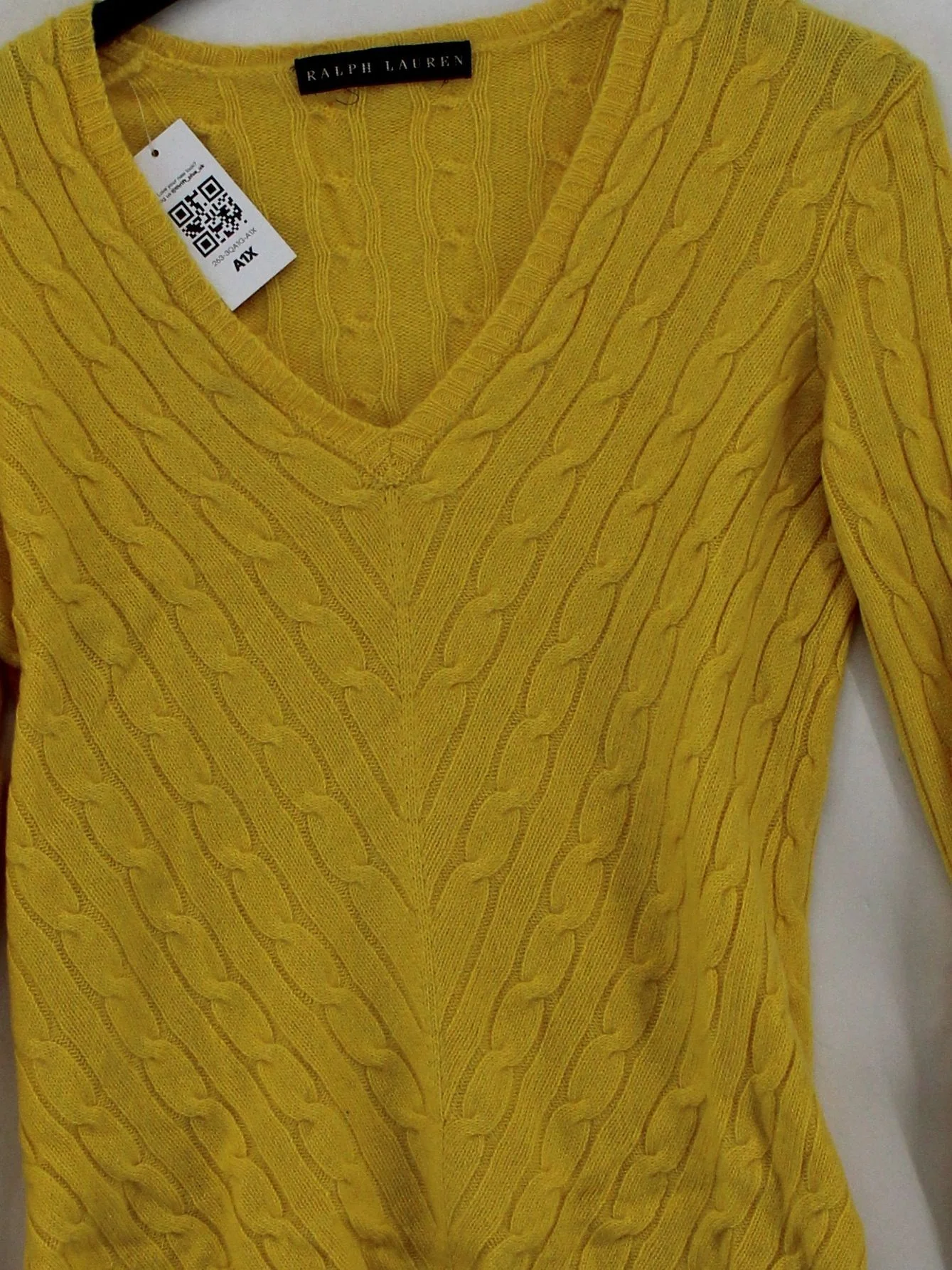 Ralph Lauren Women's Jumper M Yellow 100% Other V-Neck Pullover - Image 3