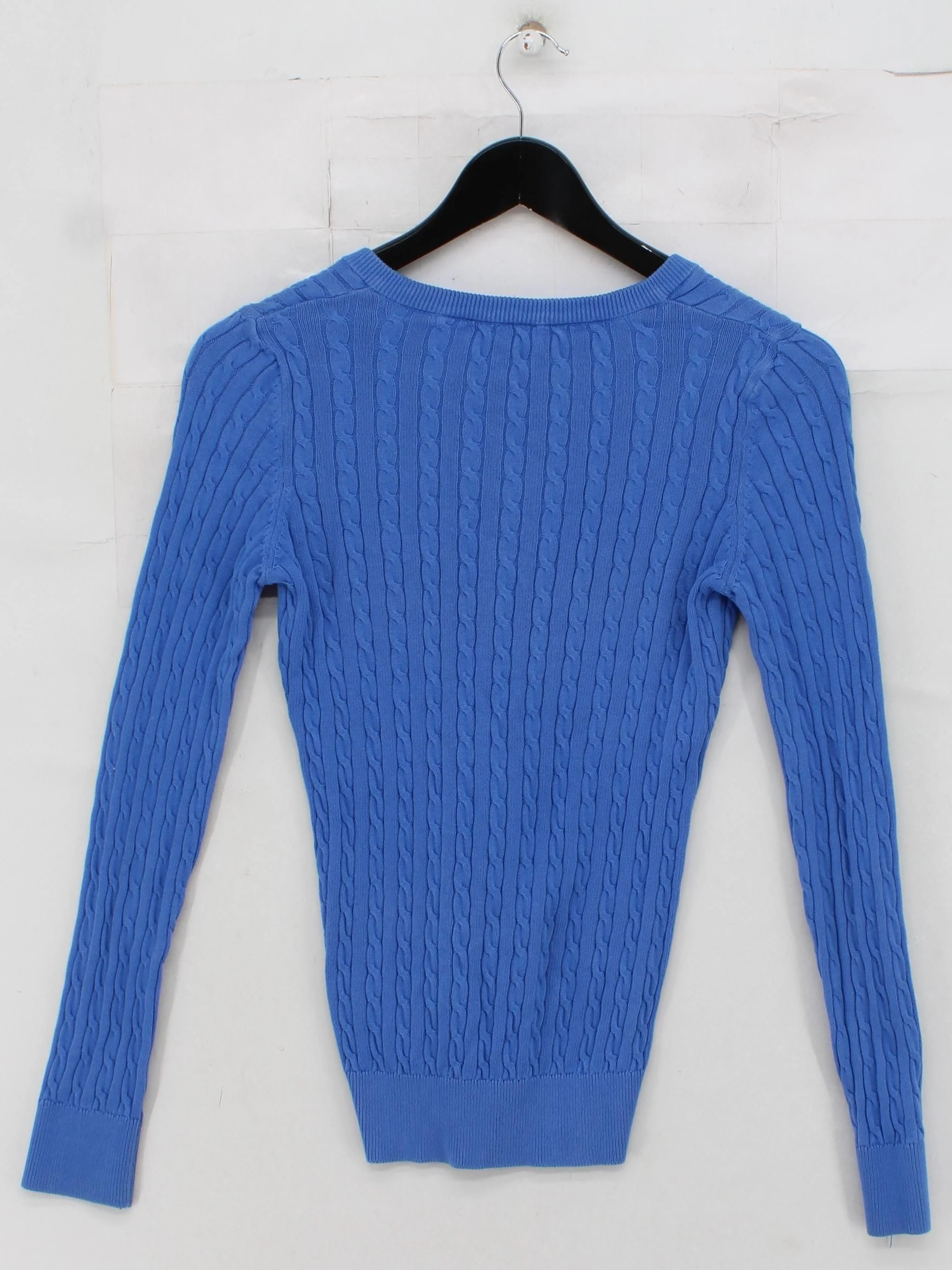Ralph Lauren Women's Jumper S Blue 100% Cotton V-Neck Pullover - Image 2