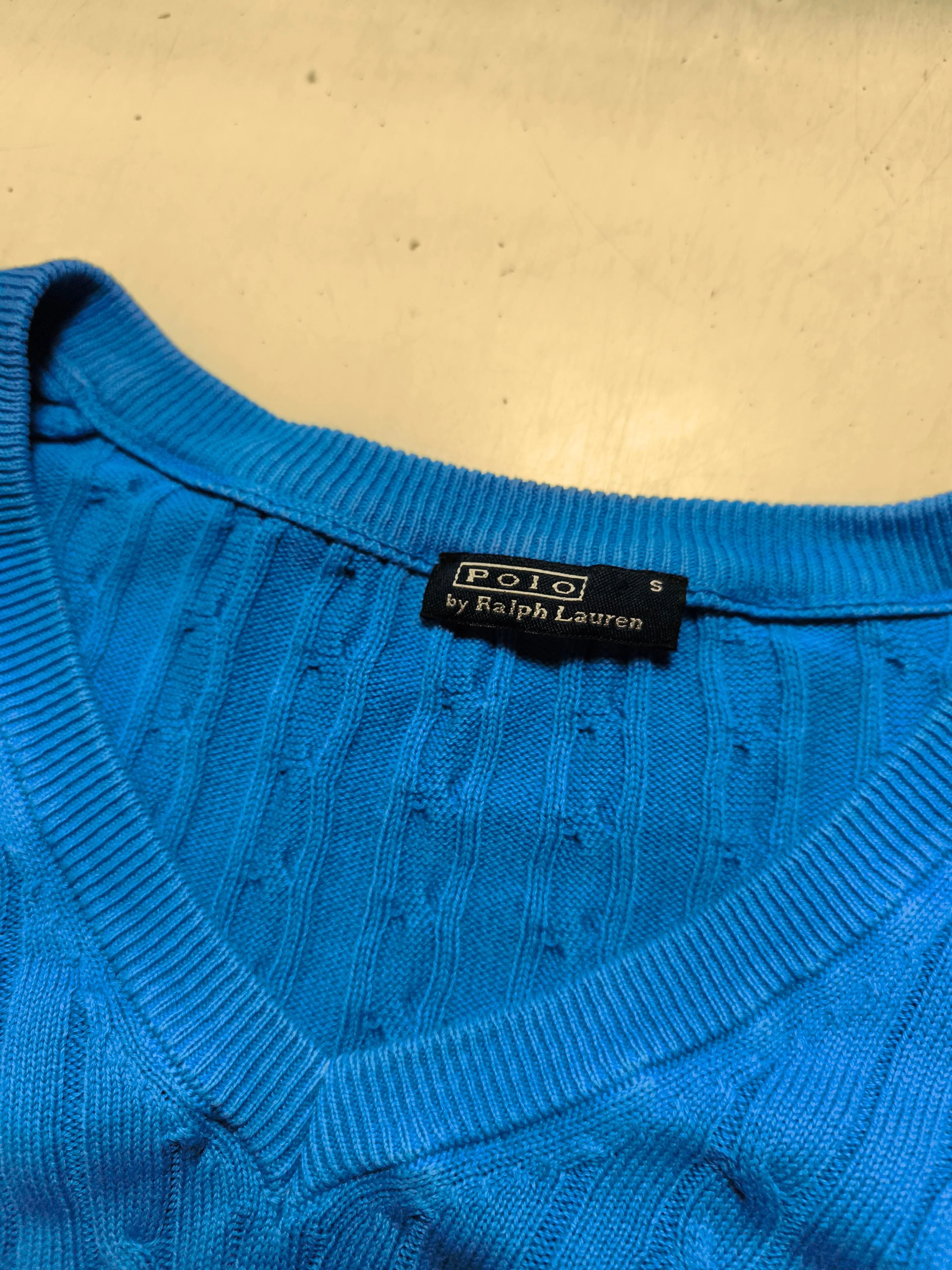 Ralph Lauren Women's Jumper S Blue 100% Cotton V-Neck Pullover - Image 5