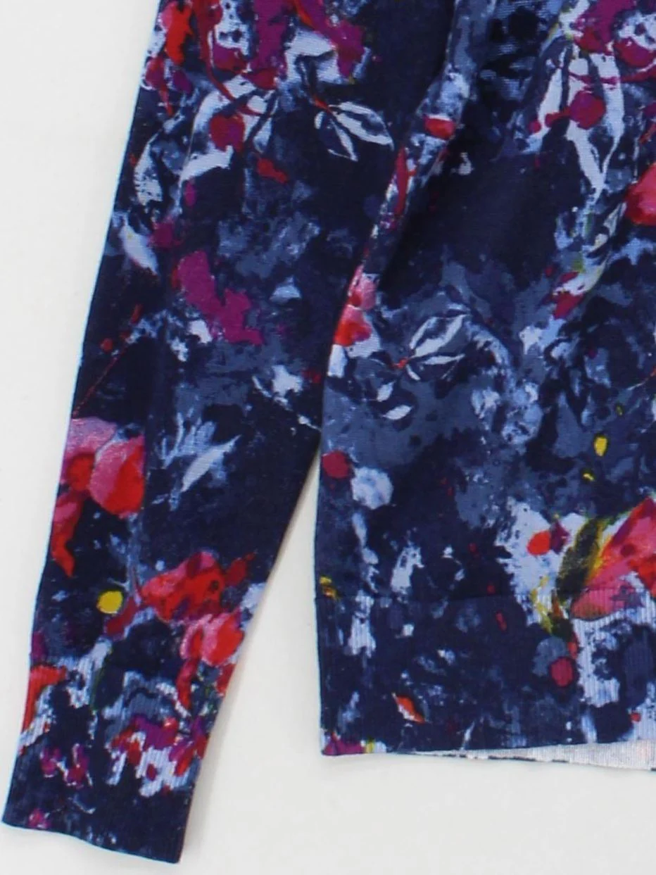 Ralph Lauren Women's Jumper S Blue Floral Cotton with Viscose Crew Neck Pullover - Image 4