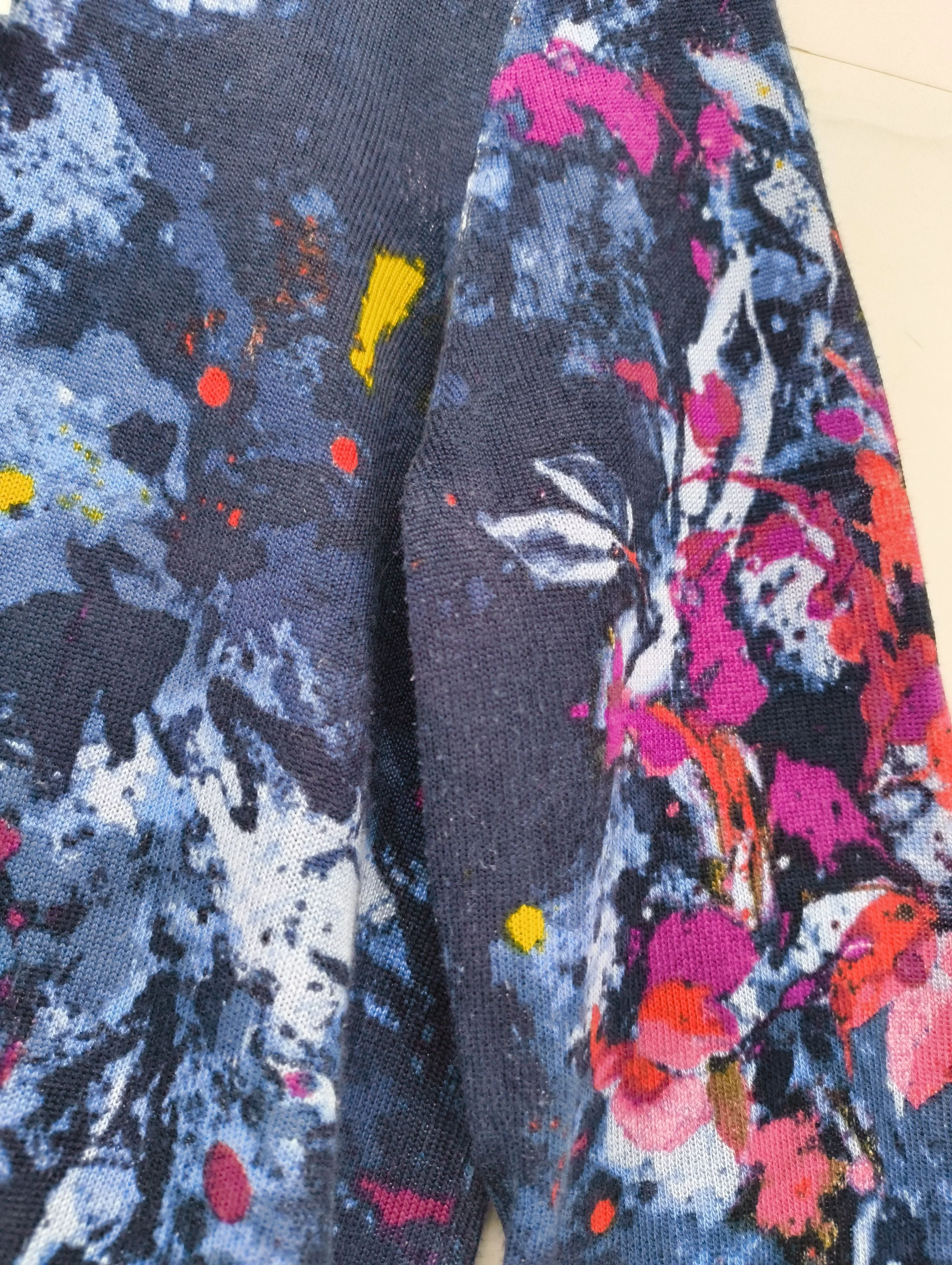 Ralph Lauren Women's Jumper S Blue Floral Cotton with Viscose Crew Neck Pullover - Image 5