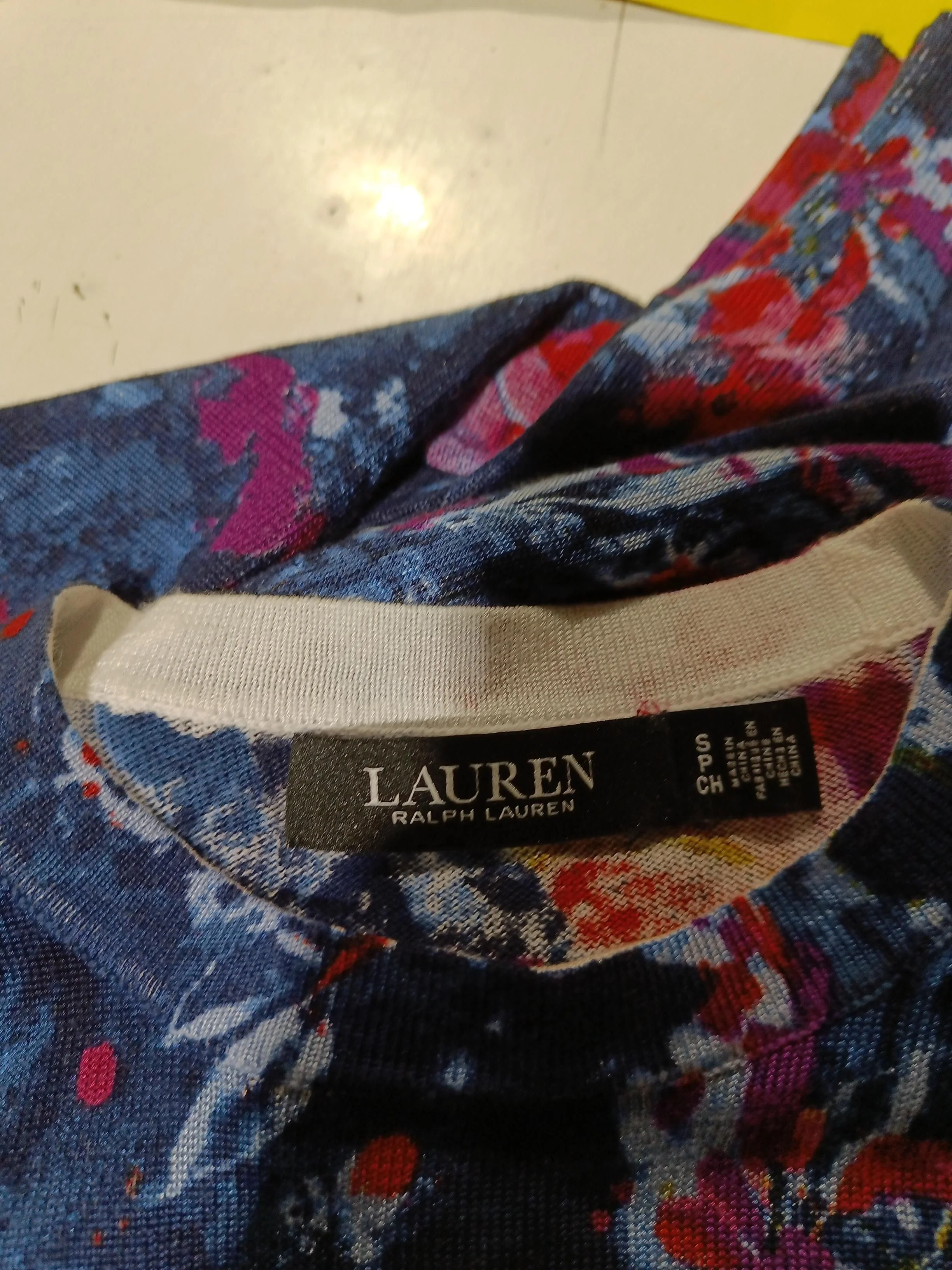 Ralph Lauren Women's Jumper S Blue Floral Cotton with Viscose Crew Neck Pullover - Image 6
