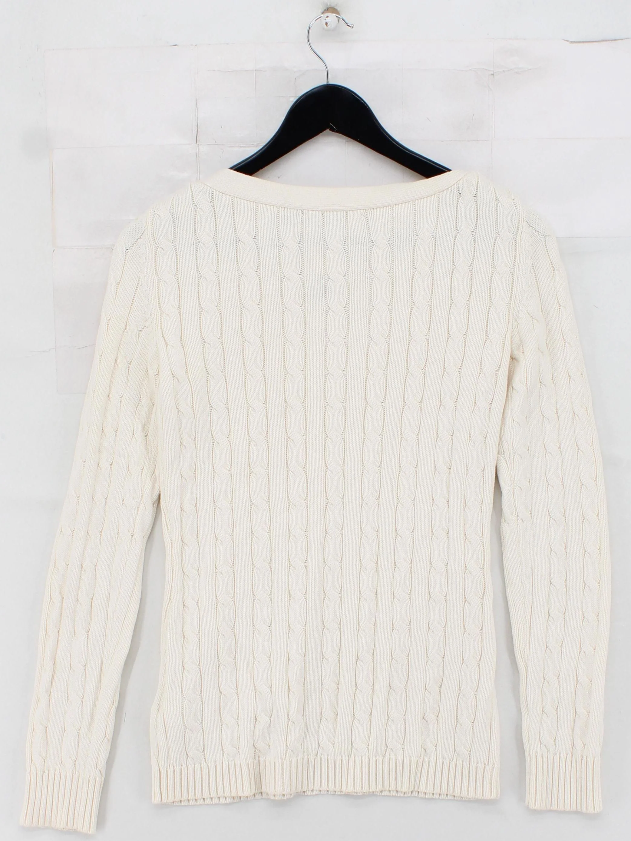 Ralph Lauren Women's Jumper S Cream 100% Cotton Crew Neck Pullover - Image 2