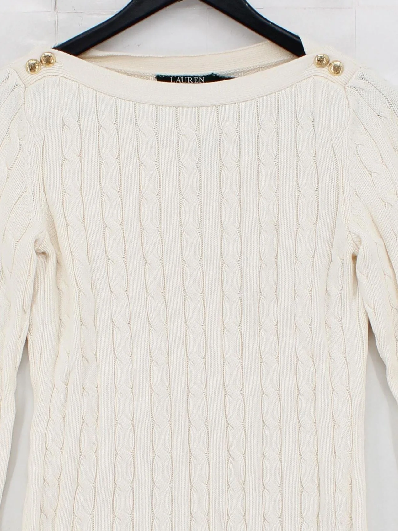 Ralph Lauren Women's Jumper S Cream 100% Cotton Crew Neck Pullover - Image 3