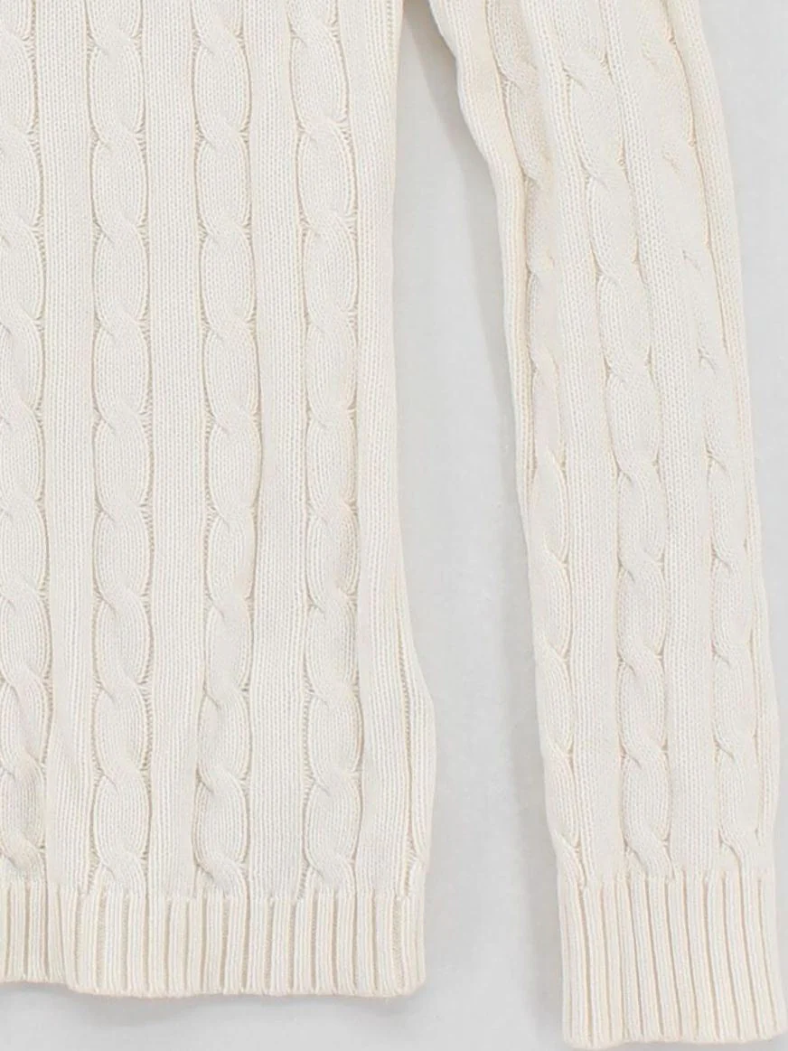 Ralph Lauren Women's Jumper S Cream 100% Cotton Crew Neck Pullover - Image 4