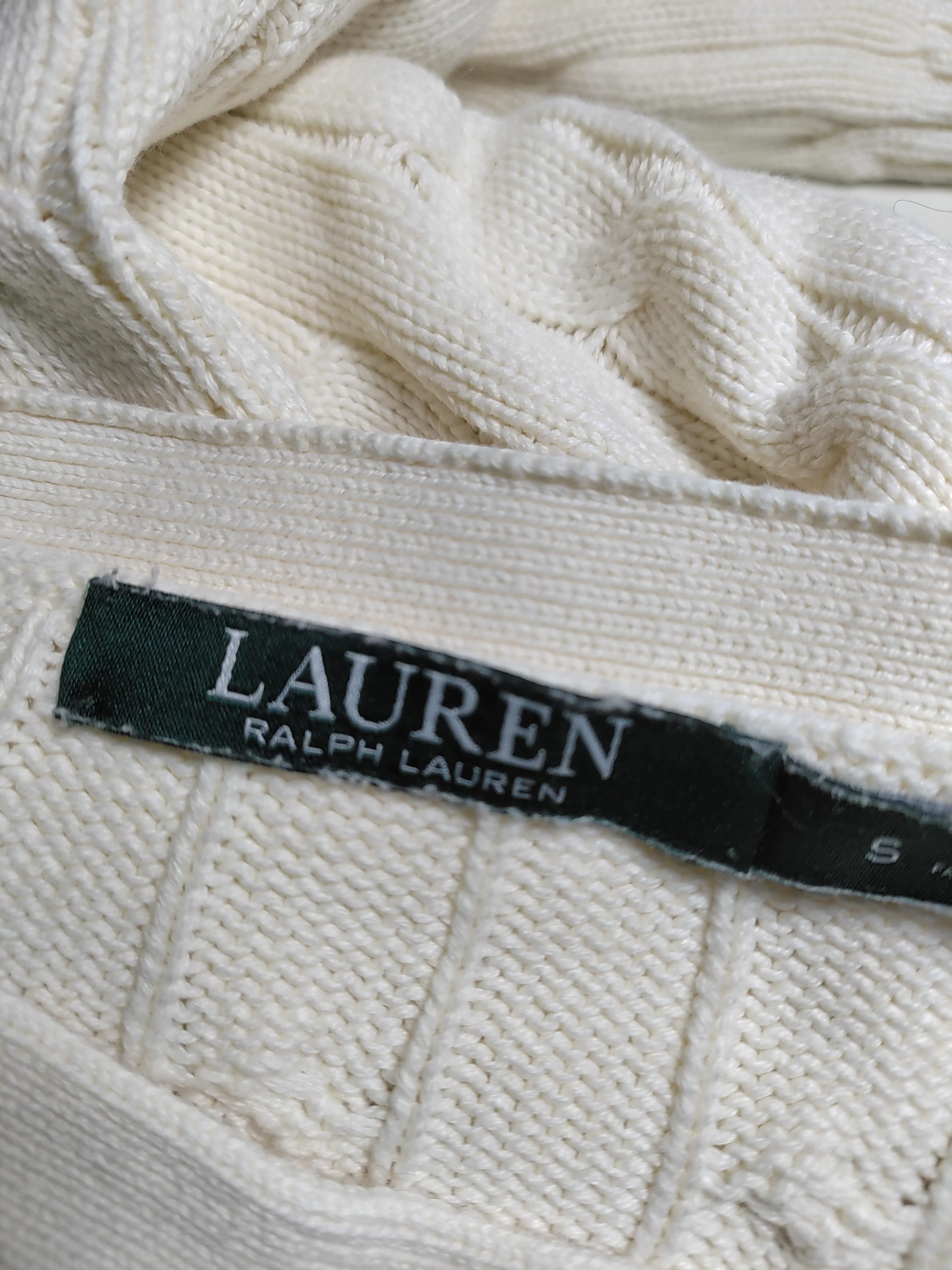 Ralph Lauren Women's Jumper S Cream 100% Cotton Crew Neck Pullover - Image 5