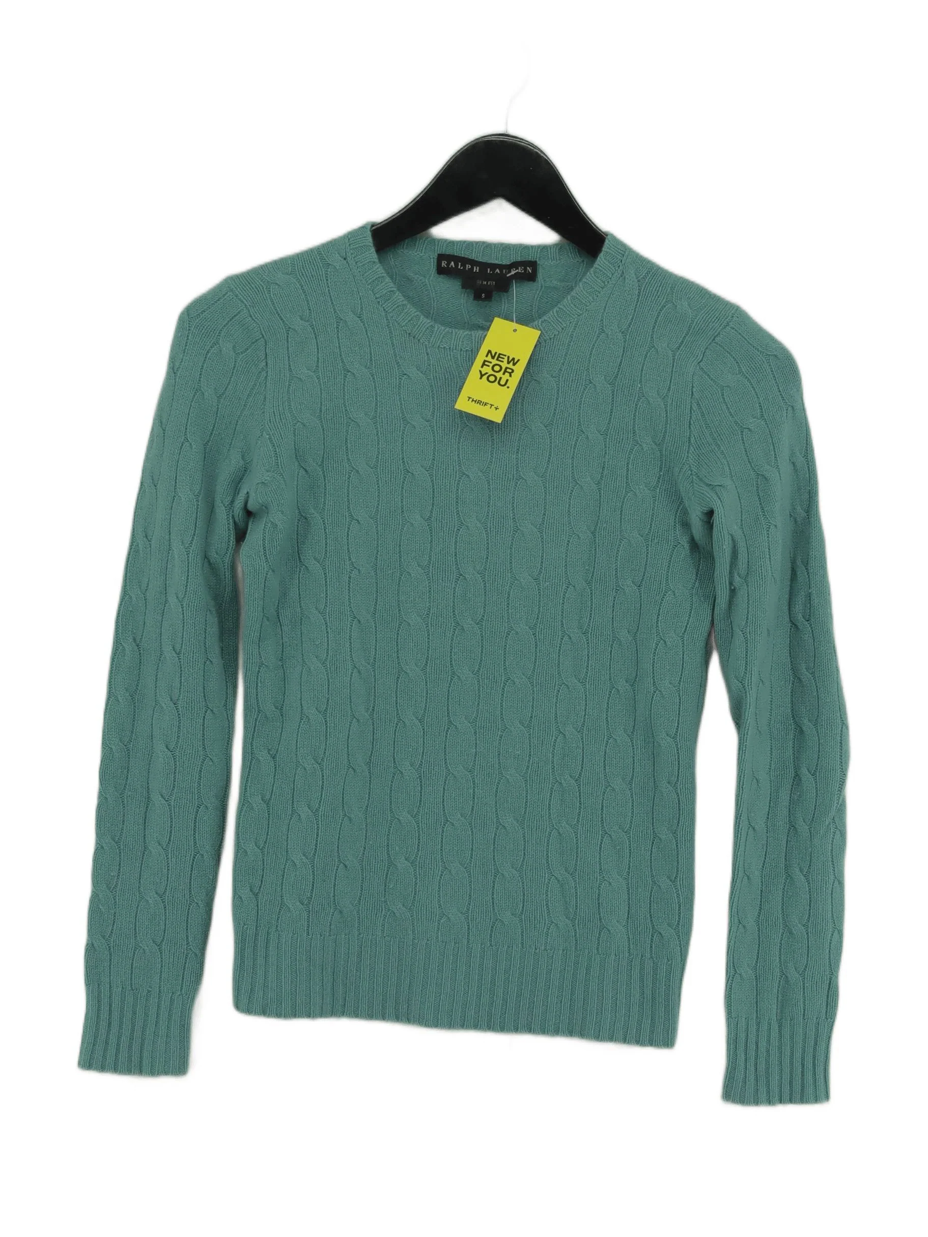 Ralph Lauren Women's Jumper S Green 100% Cashmere Crew Neck Pullover