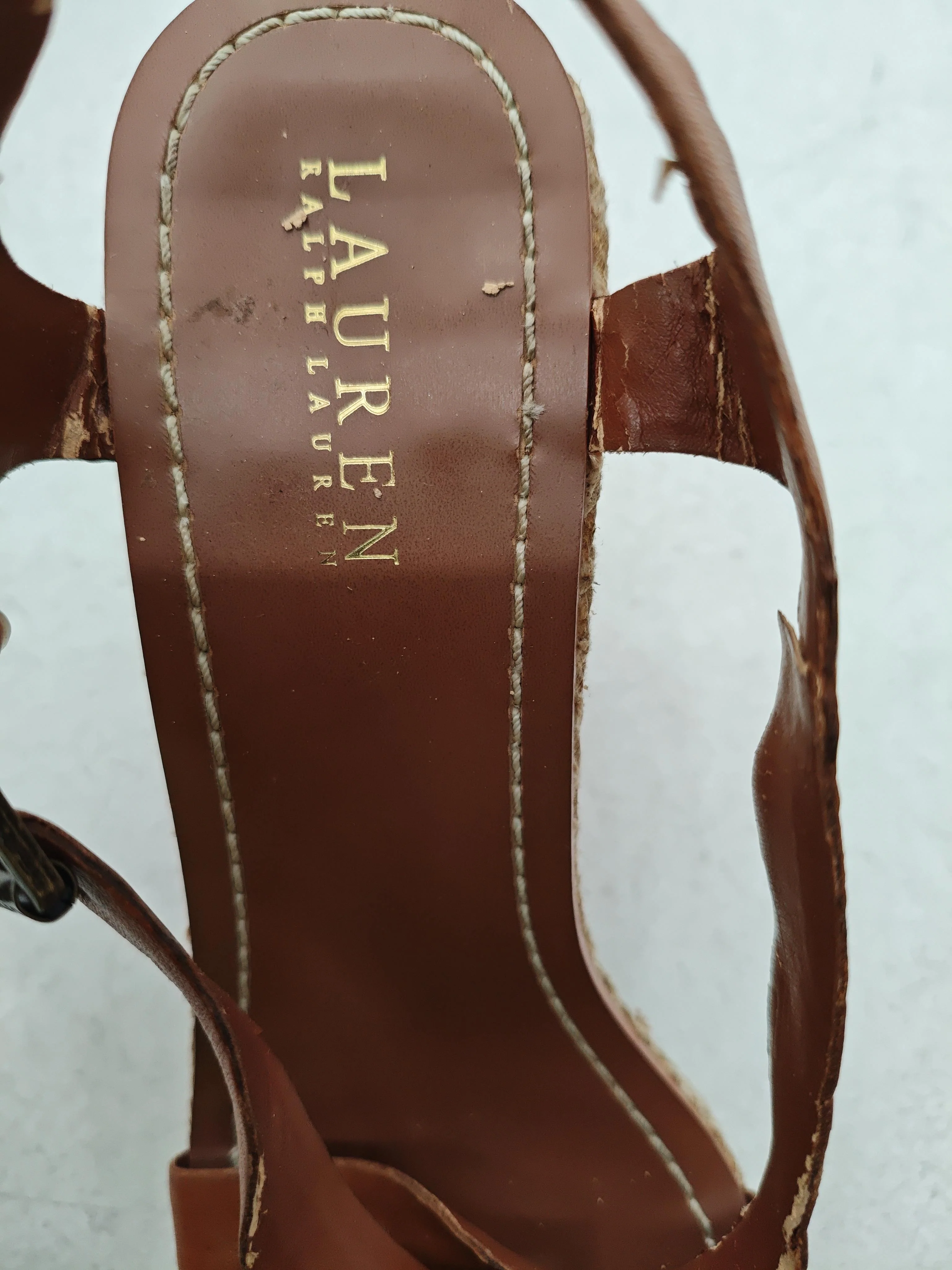 Ralph Lauren Women's Sandals UK 7.5 Brown Leather with Other Espadrille - Image 6