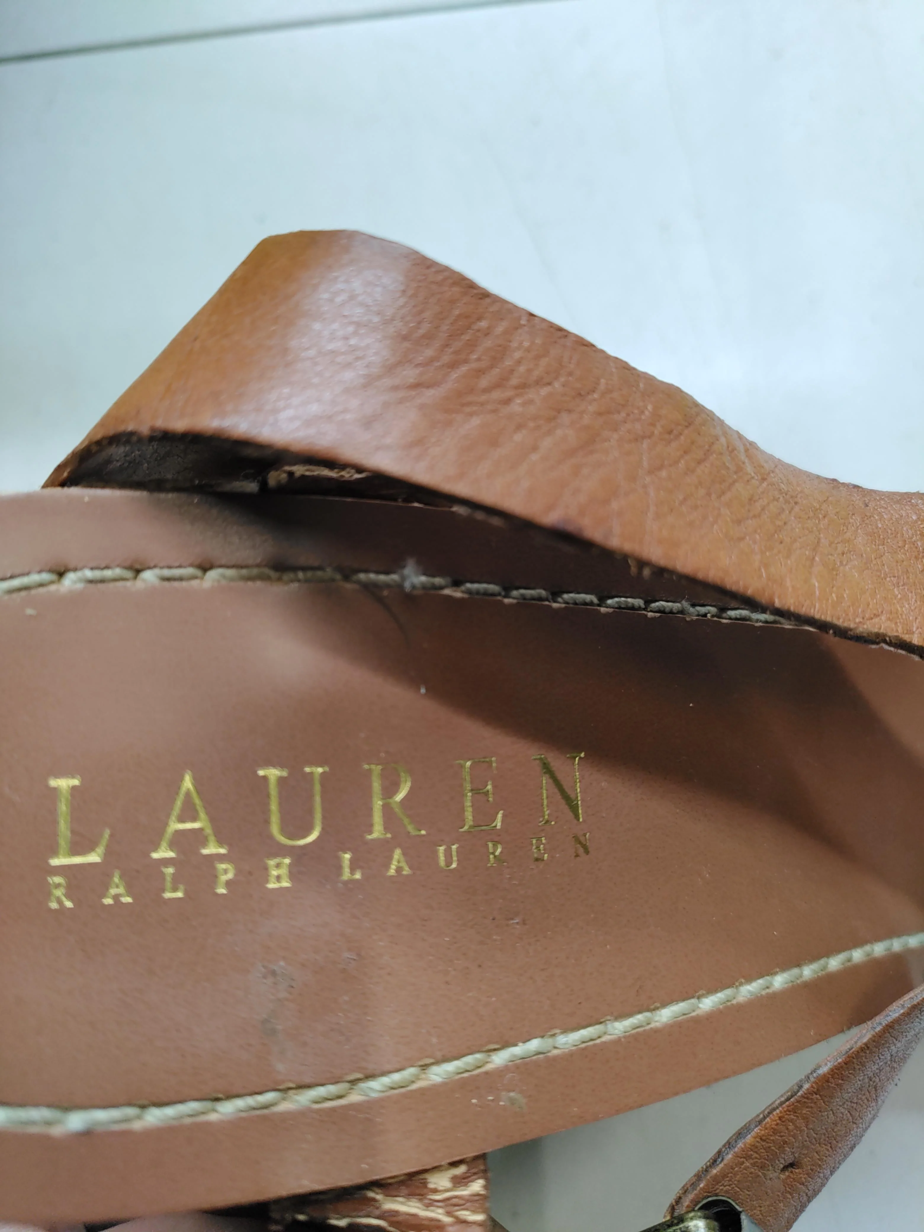 Ralph Lauren Women's Sandals UK 7.5 Brown Leather with Other Espadrille - Image 9