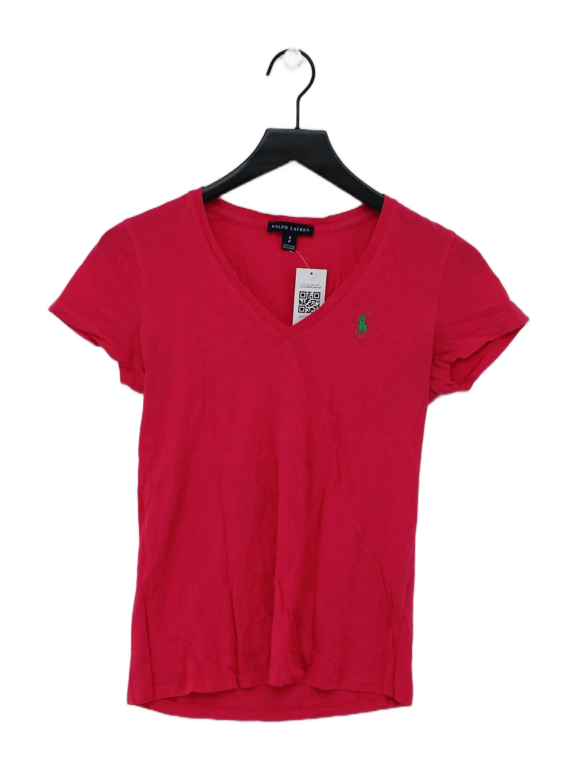 Ralph Lauren Women's T-Shirt S Red 100% Cotton Short Sleeve V-Neck Basic
