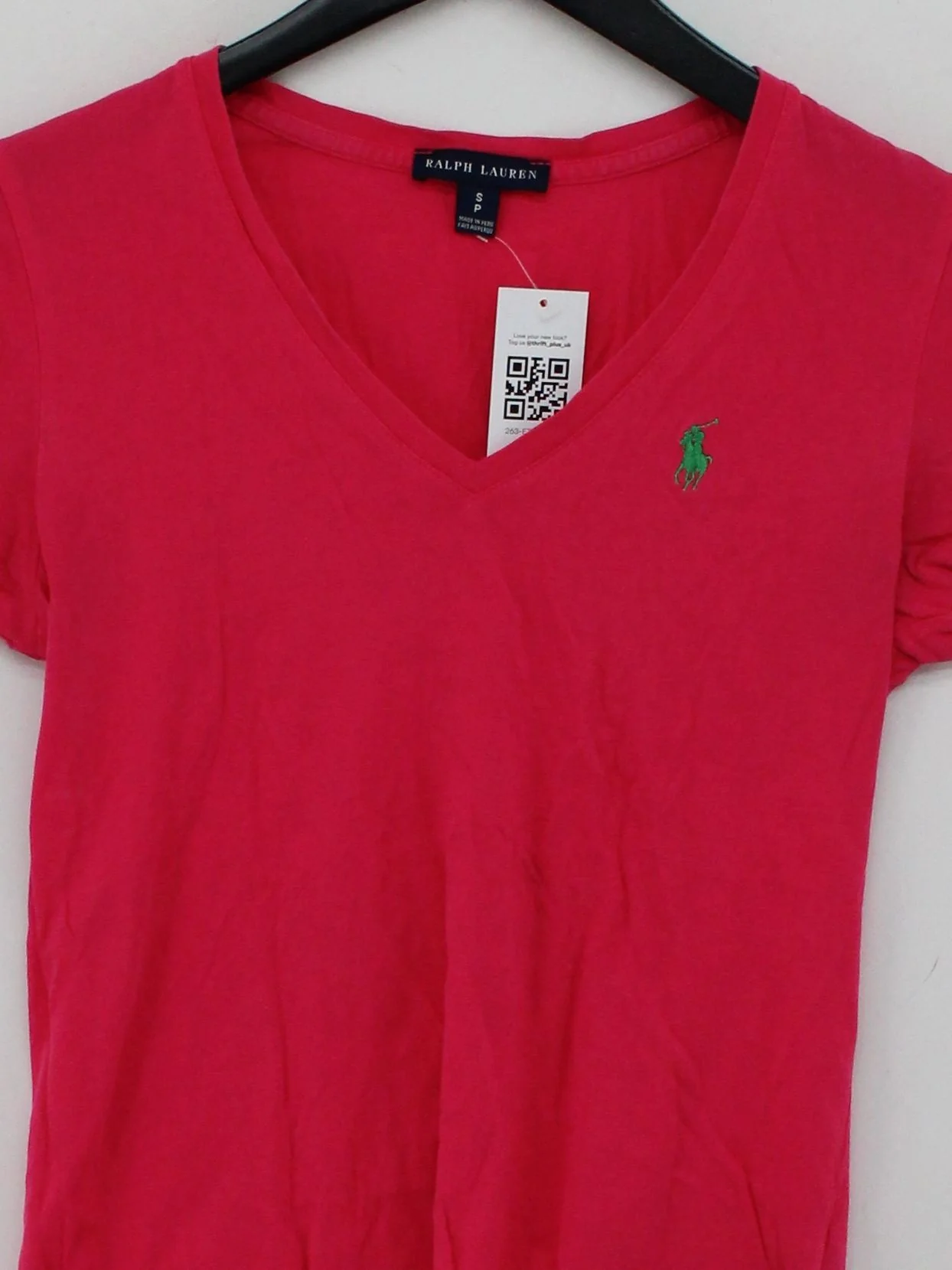 Ralph Lauren Women's T-Shirt S Red 100% Cotton Short Sleeve V-Neck Basic - Image 3
