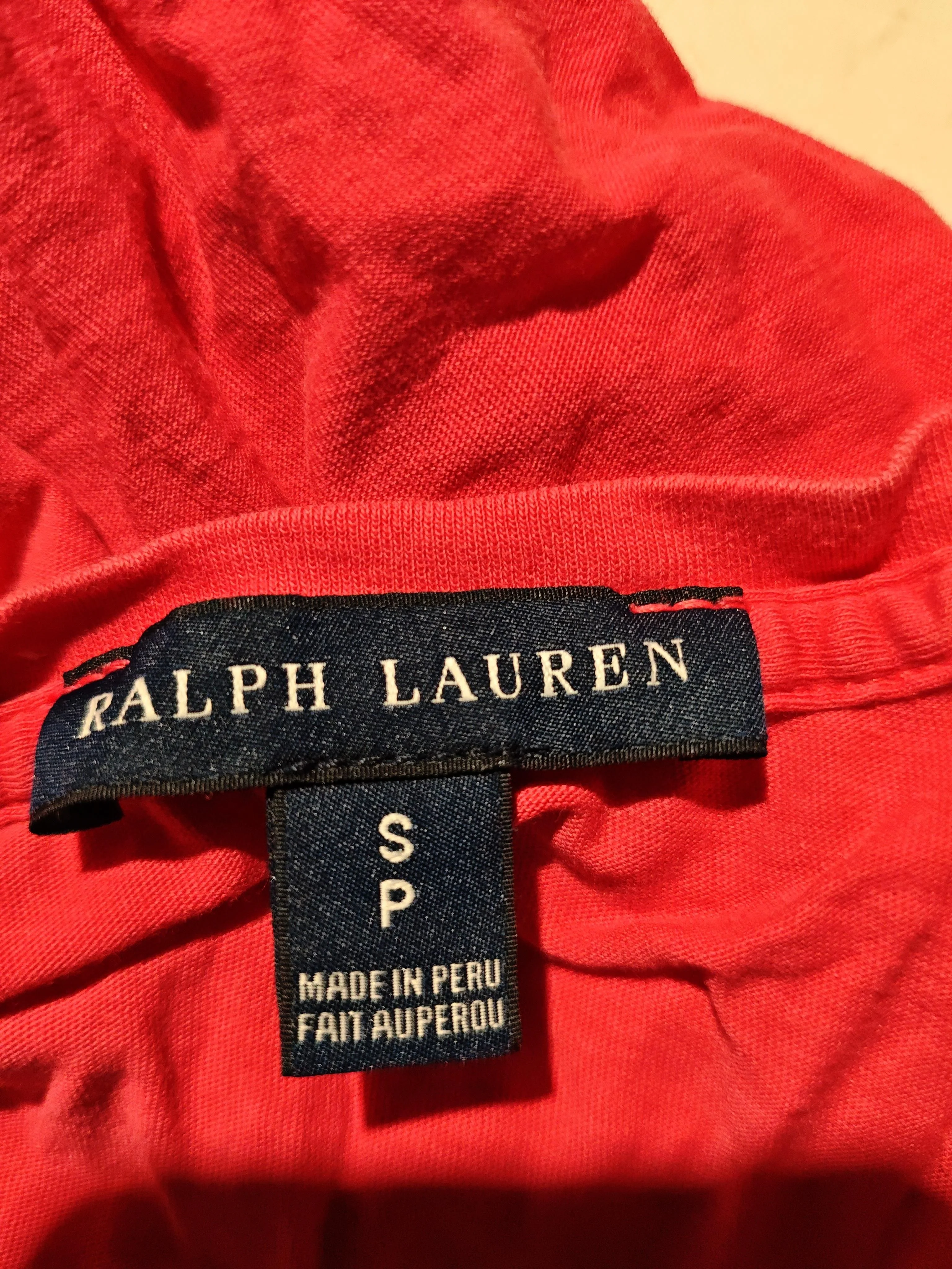 Ralph Lauren Women's T-Shirt S Red 100% Cotton Short Sleeve V-Neck Basic - Image 5
