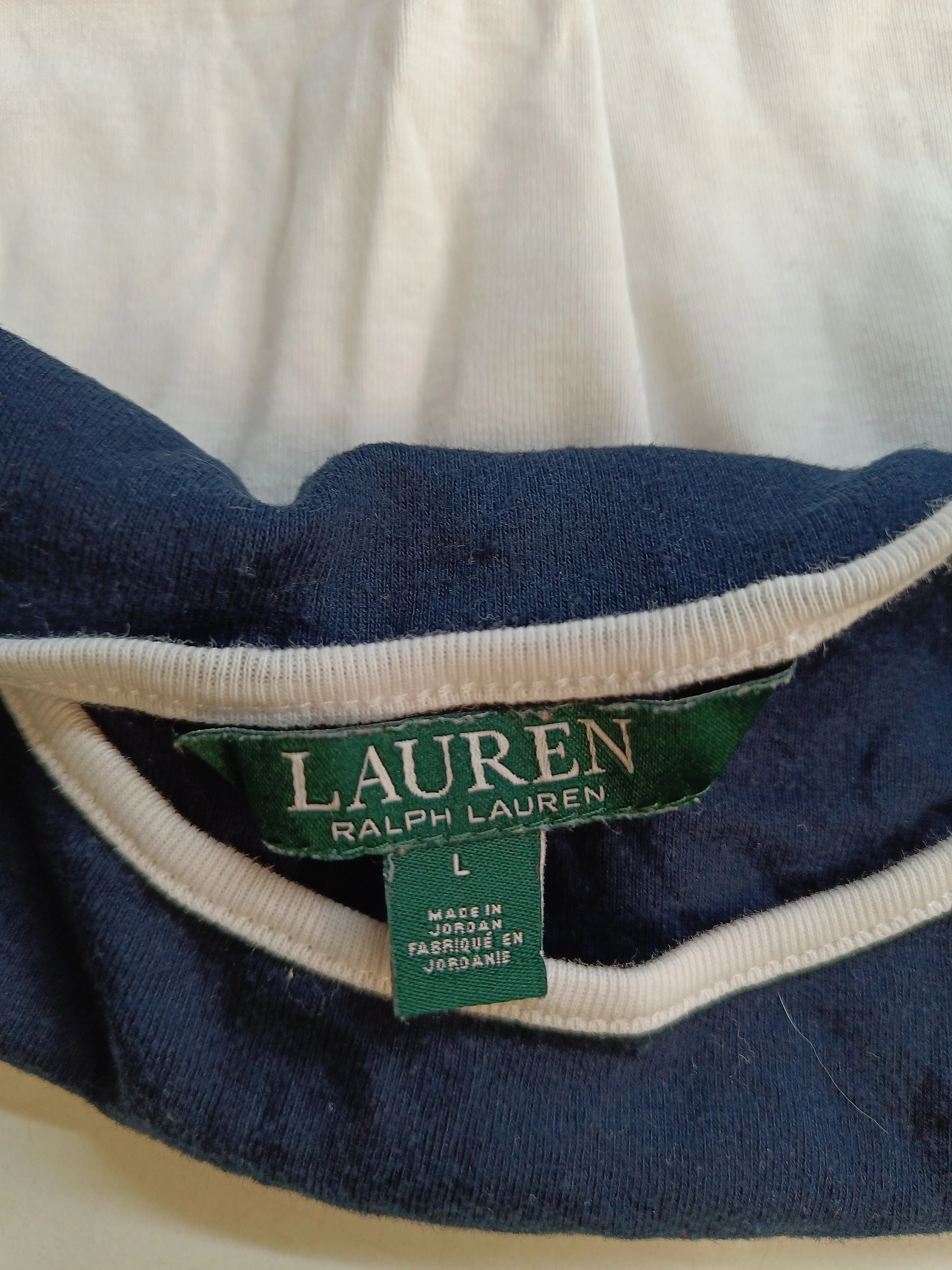 Ralph Lauren Women's Top L Multi Striped 100% Cotton 3/4 Sleeve Round Neck Basic - Image 5