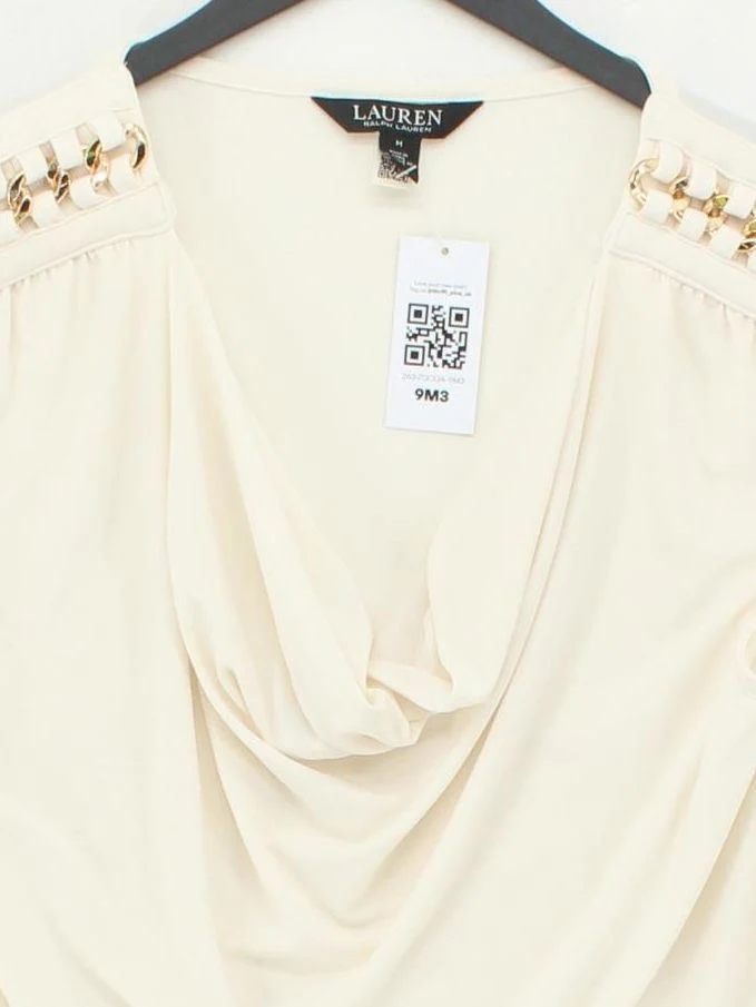 Ralph Lauren Women's Top M Cream 100% Other Sleeveless Round Neck Basic - Image 3